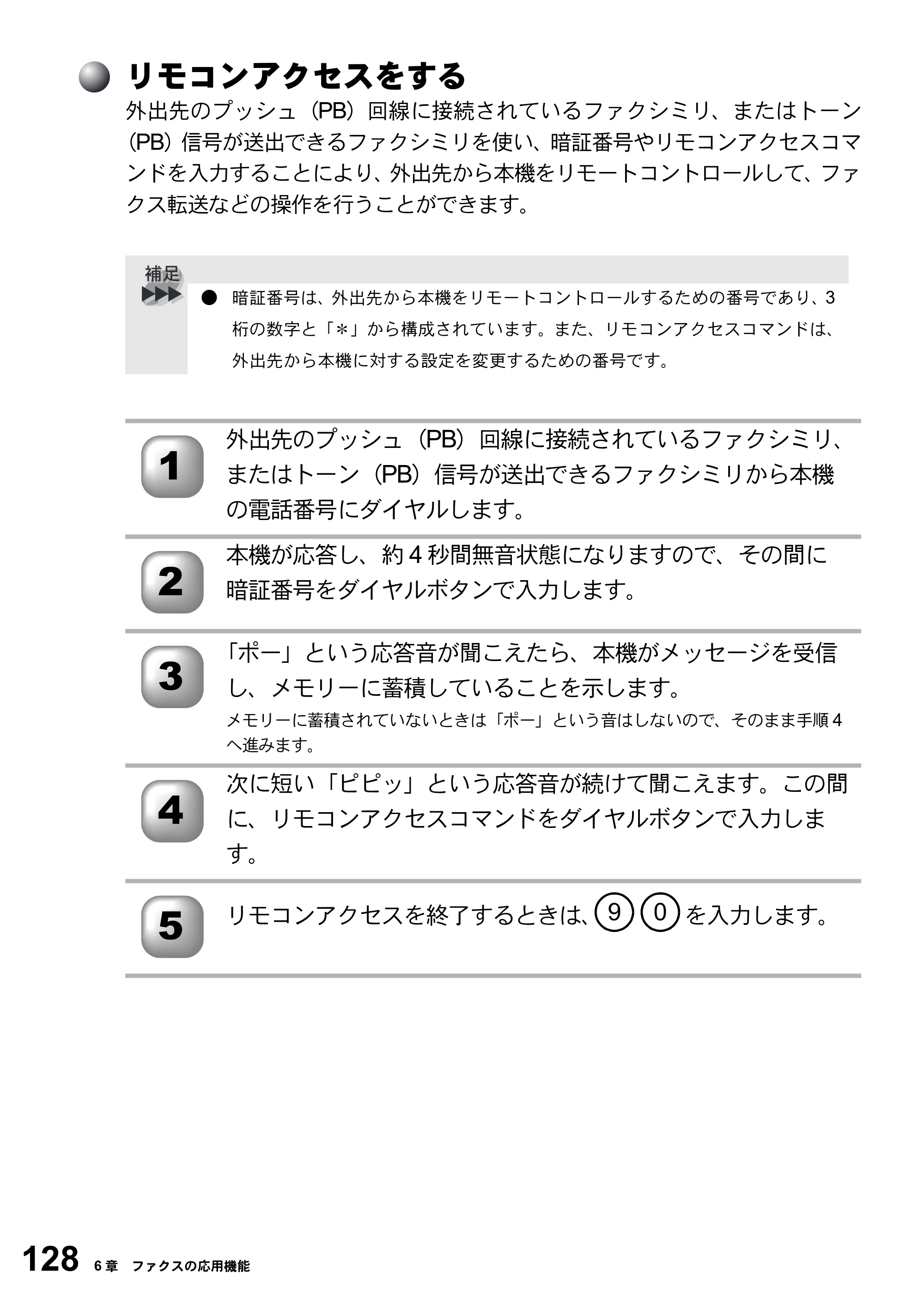 ブラザー FAX-2800J 取扱説明書（本体） — リモコンアクセスをする — 原本ページ — 128ページ