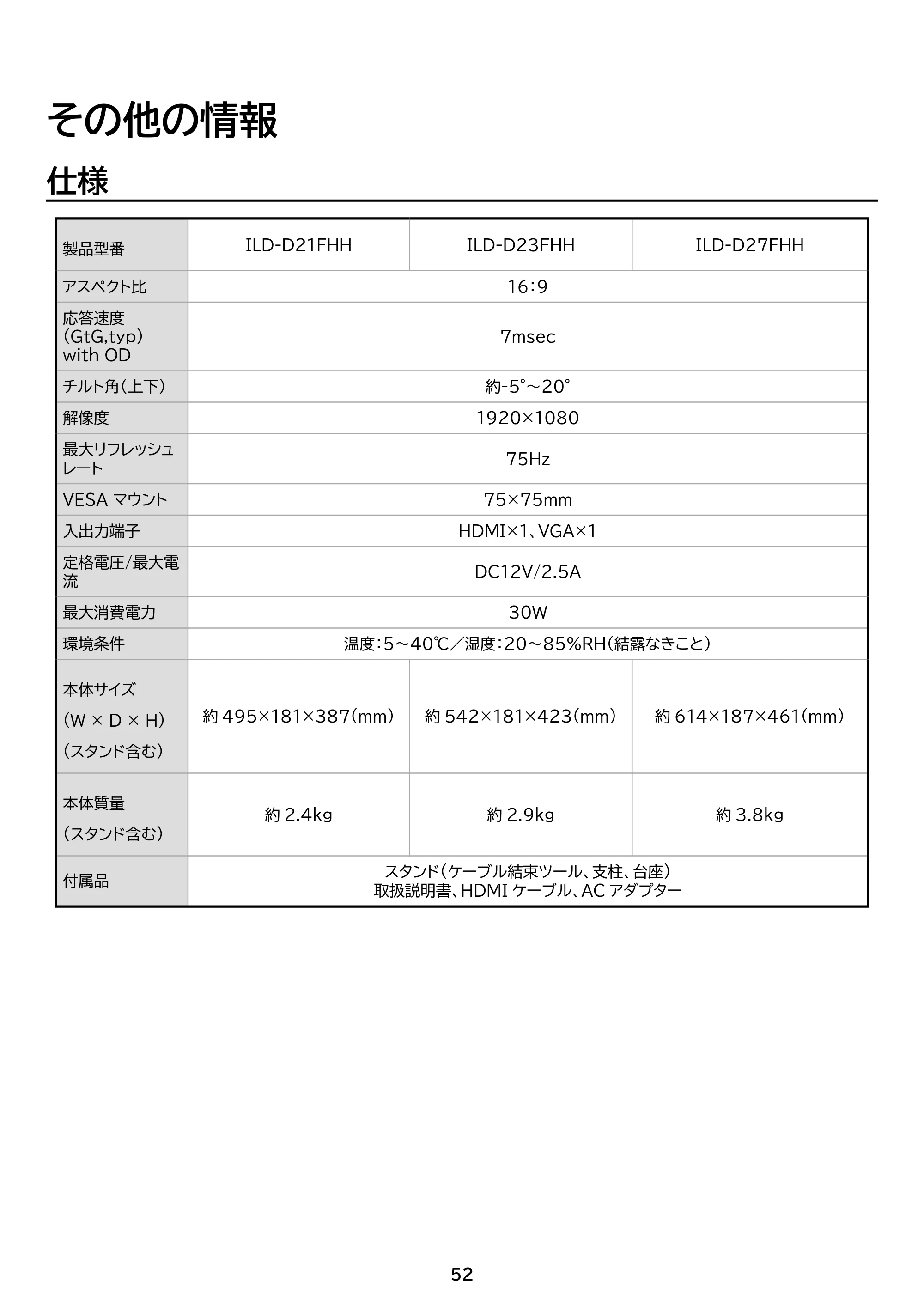 アイリスオーヤマ ILD-D27FHH 取扱説明書 — 原本ページ — 52ページ