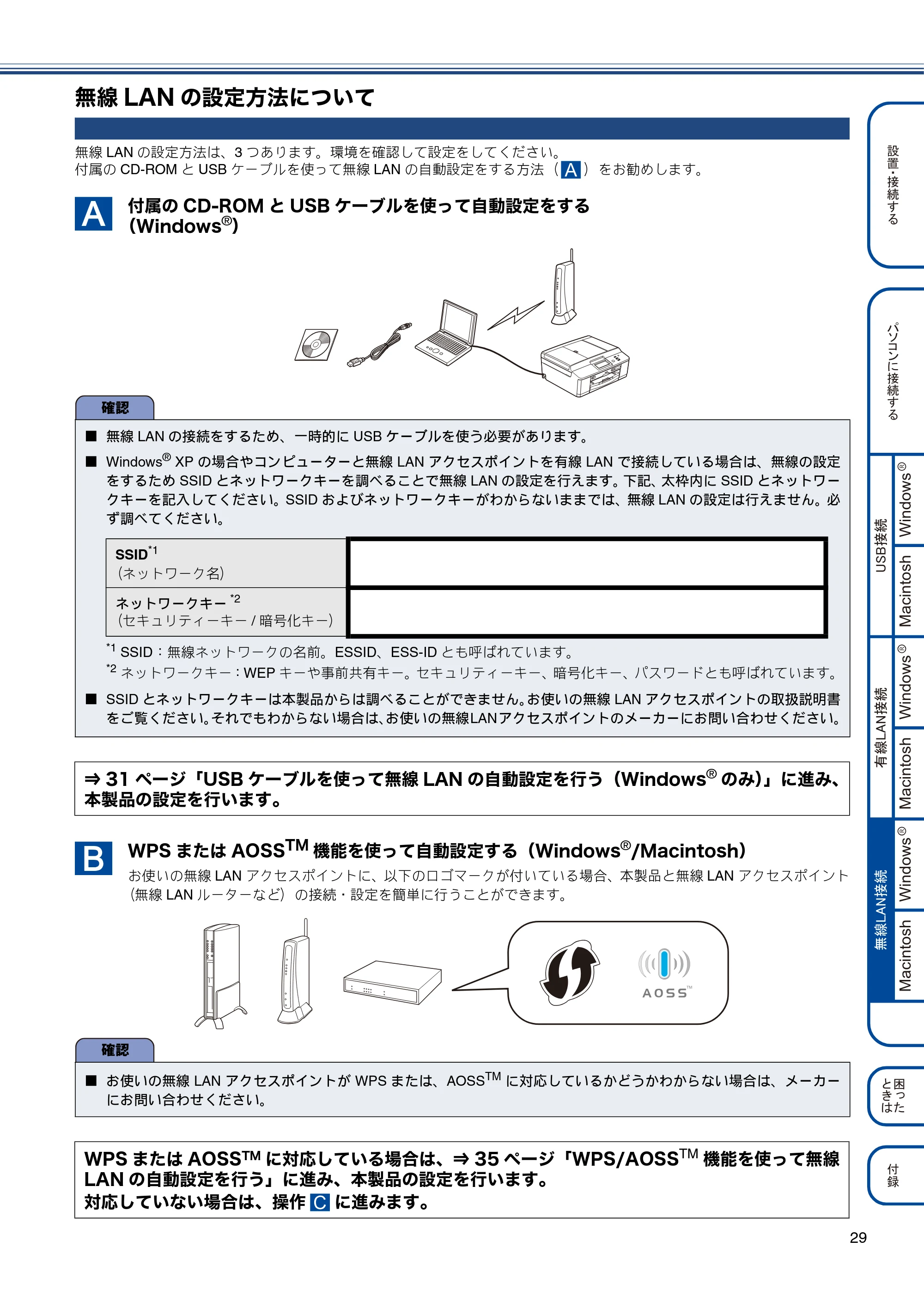 ブラザー DCP-J525N / DCP-J725N / DCP-J925N かんたん設置ガイド — 無線LANの設定方法について — 原本ページ — 31ページ