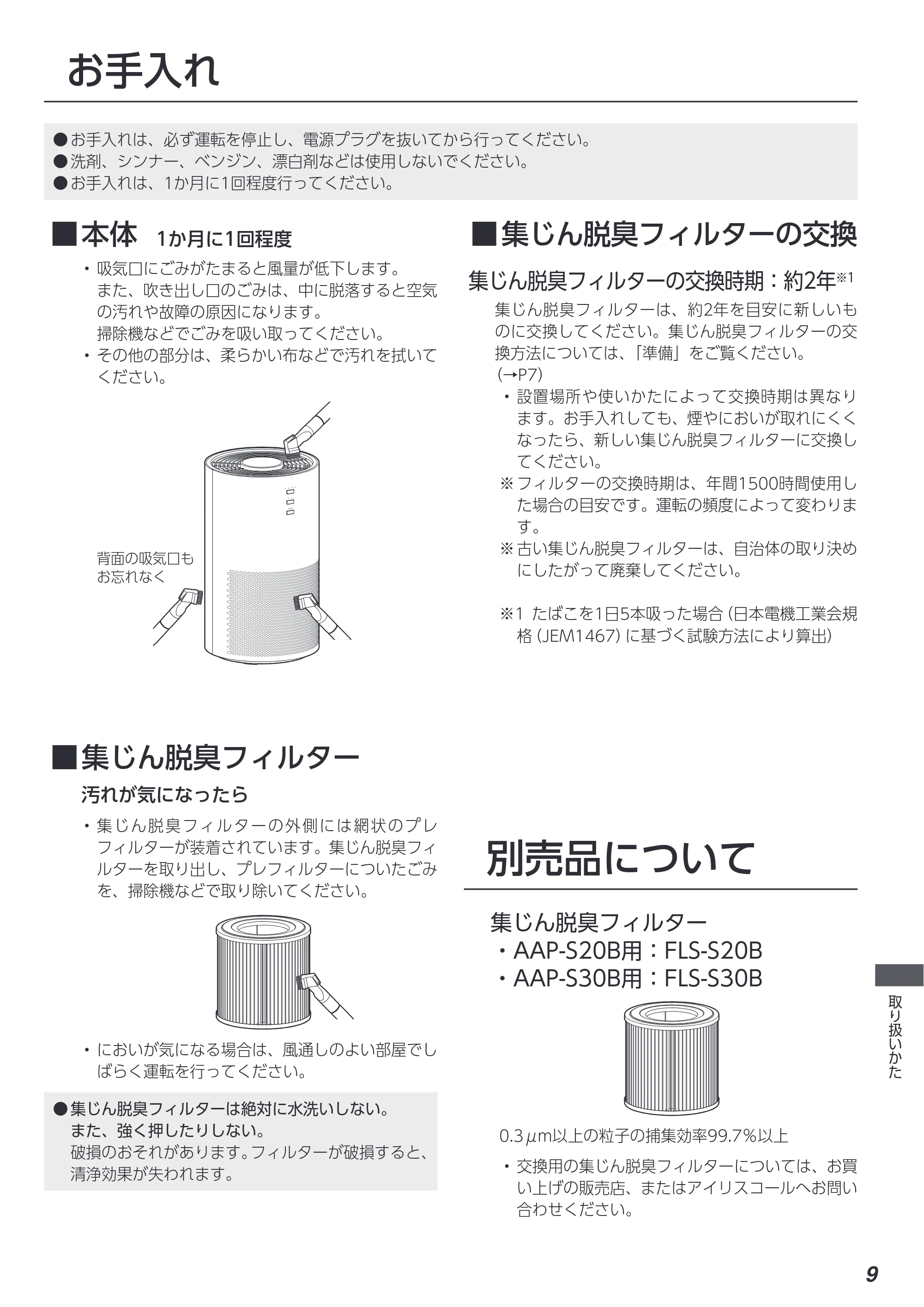 アイリスオーヤマ AAP-S20B 取扱説明書 — 原本ページ — 9ページ