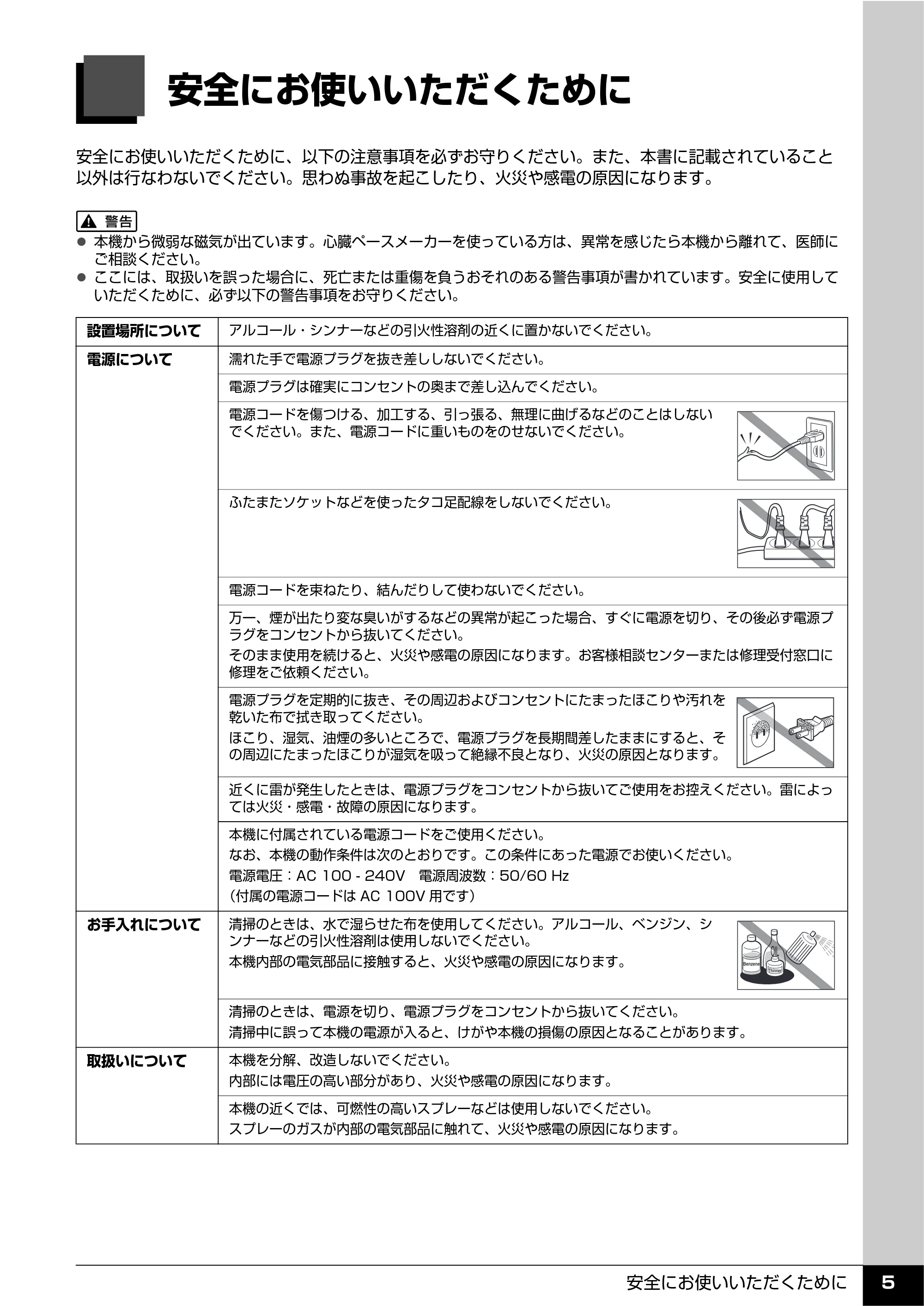 キヤノン PIXUS MX7600 操作ガイド （本体操作編） （PDF形式／8.31Mバイト） — 安全にお使いいただくために — 原本ページ — 7ページ
