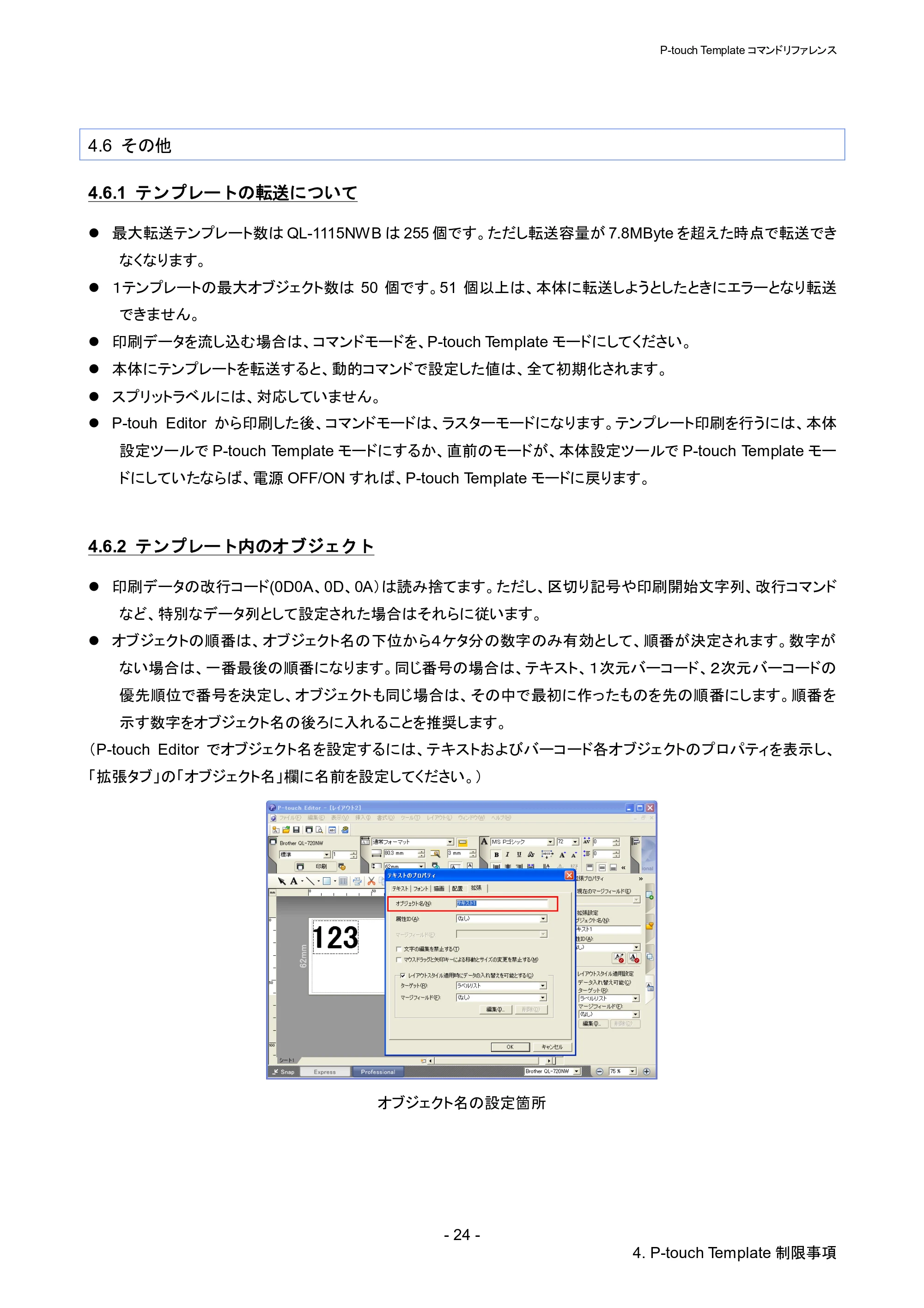 ブラザー QL-1115NWB P-touch テンプレートマニュアル / コマンドリファレンス — 4.6 その他 — 原本ページ — 29ページ