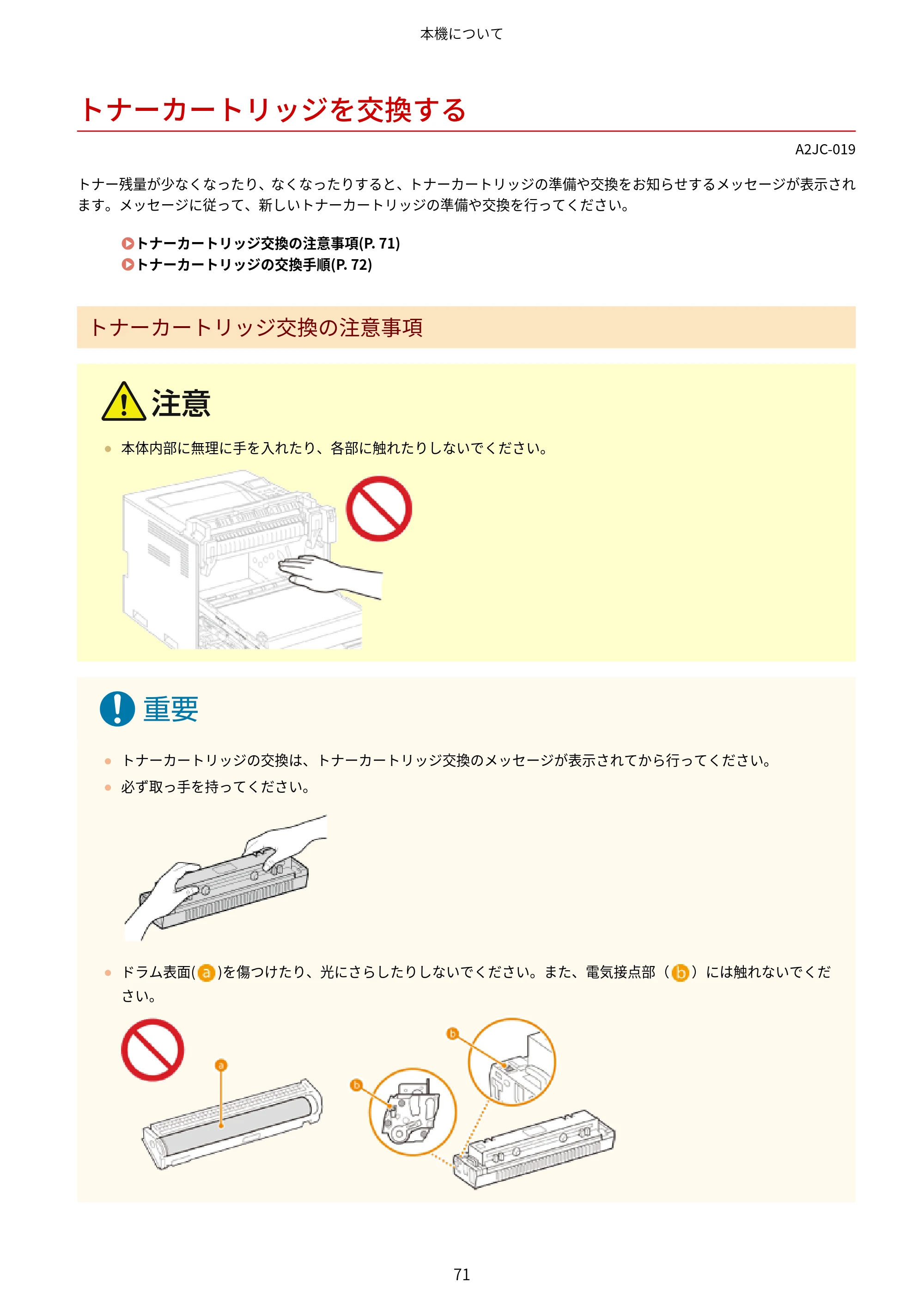 キヤノン LBP463i・LBP462・LBP461 ユーザーズガイド 2026年6月25日更新（PDF：7.87MB） — トナーカートリッジを交換する — 原本ページ — 79ページ