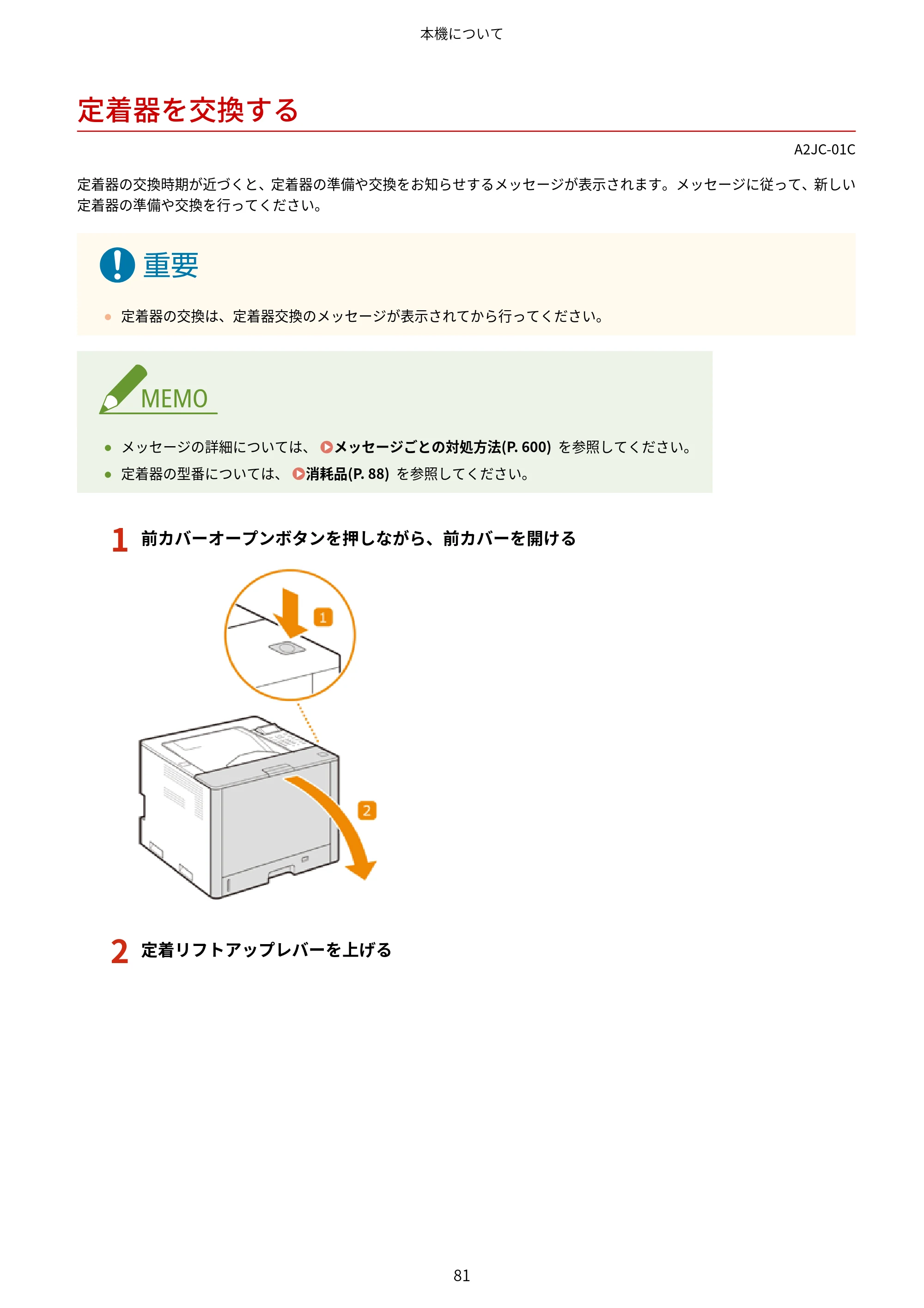 キヤノン LBP463i・LBP462・LBP461 ユーザーズガイド 2026年6月25日更新（PDF：7.87MB） — 定着器を交換する — 原本ページ — 89ページ