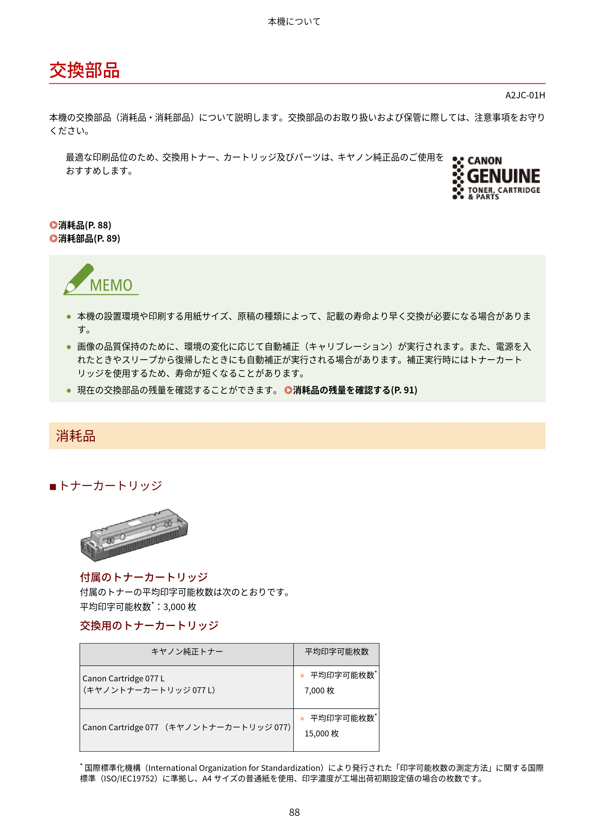 キヤノン LBP463i・LBP462・LBP461 ユーザーズガイド 2026年6月25日更新（PDF：7.87MB） — 交換部品 — 原本ページ — 96ページ