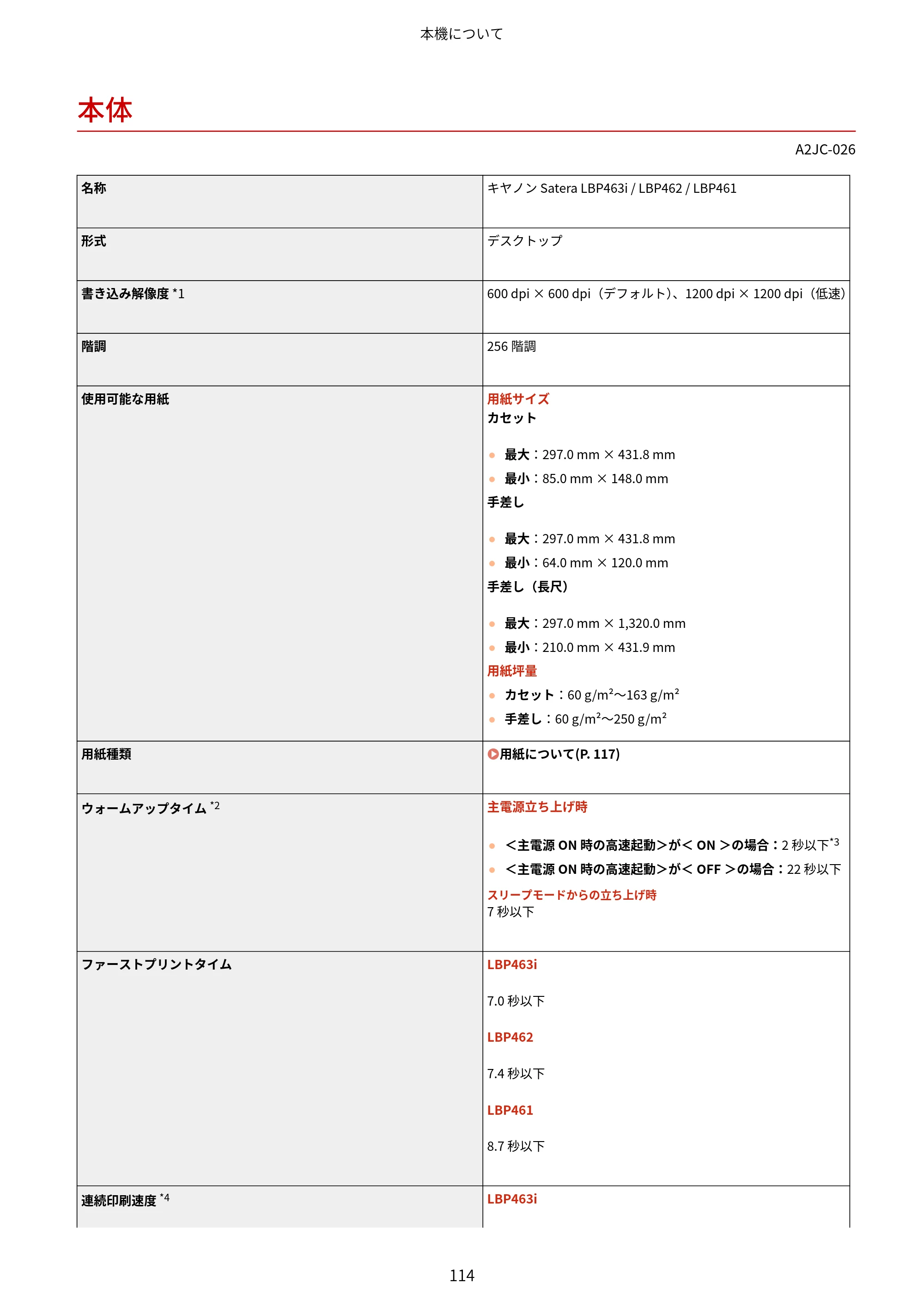 キヤノン LBP463i・LBP462・LBP461 ユーザーズガイド 2026年6月25日更新（PDF：7.87MB） — 本体 — 原本ページ — 122ページ