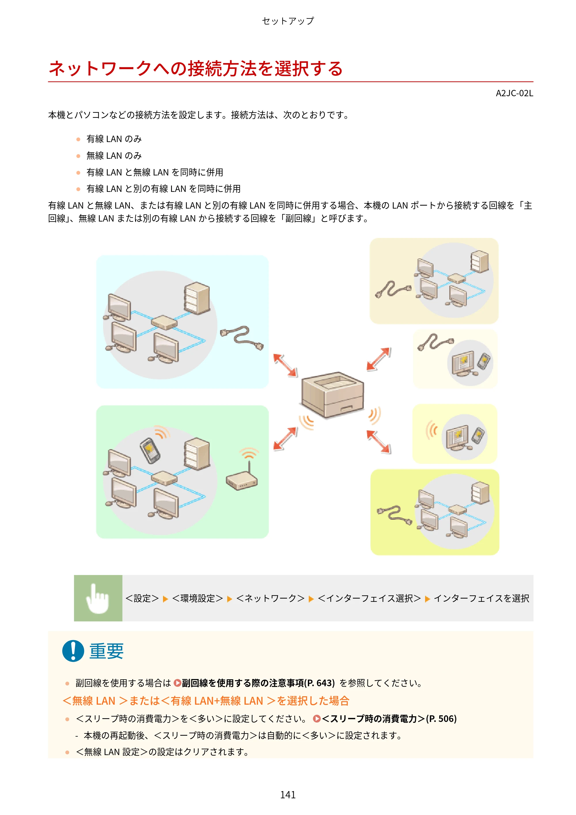 キヤノン LBP463i・LBP462・LBP461 ユーザーズガイド 2026年6月25日更新（PDF：7.87MB） — ネットワークへの接続方法を選択する — 原本ページ — 149ページ