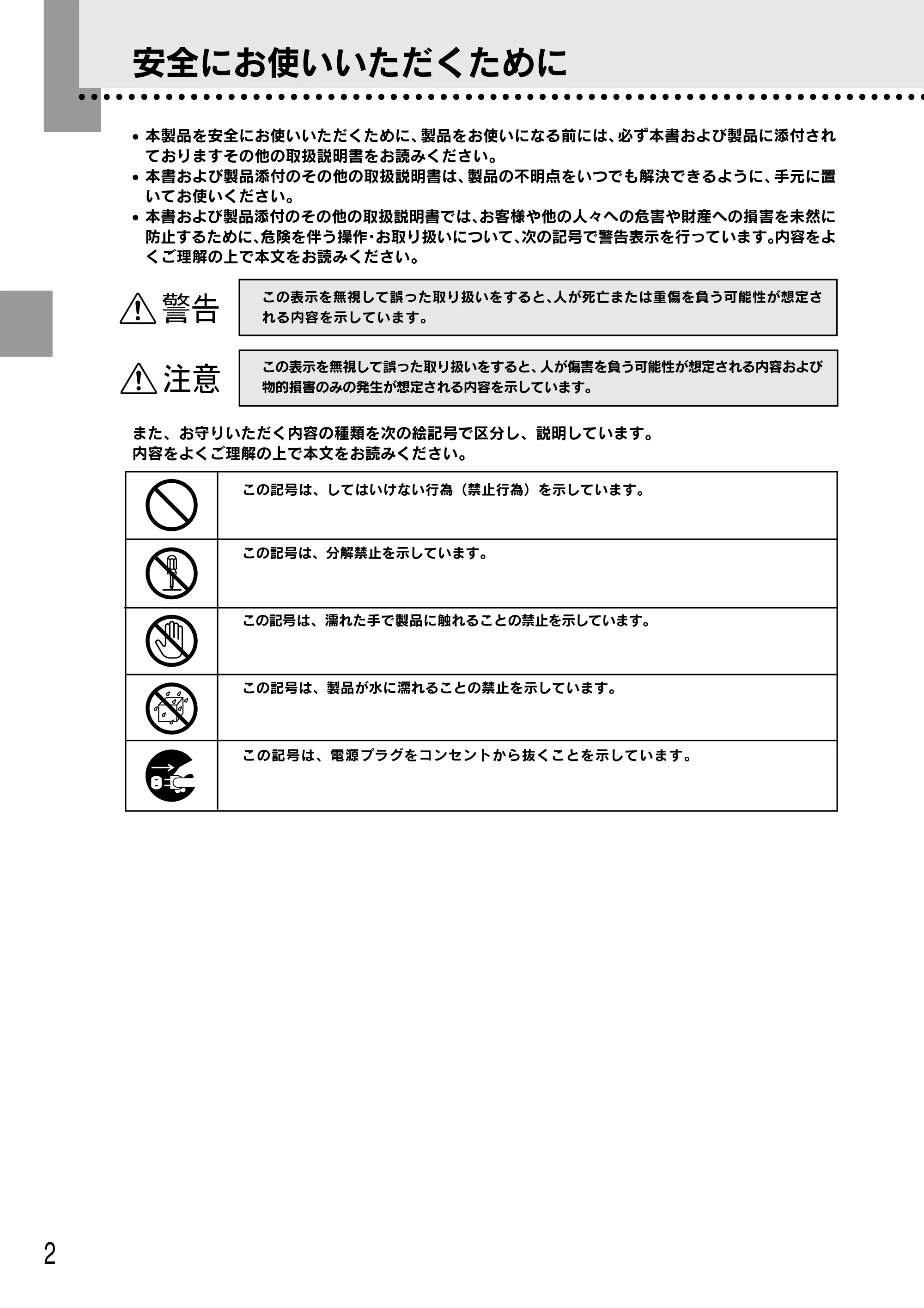 エプソン CC-500L 安全にお使いいただくために/サービスサポートのご案内 — 原本ページ — 2ページ