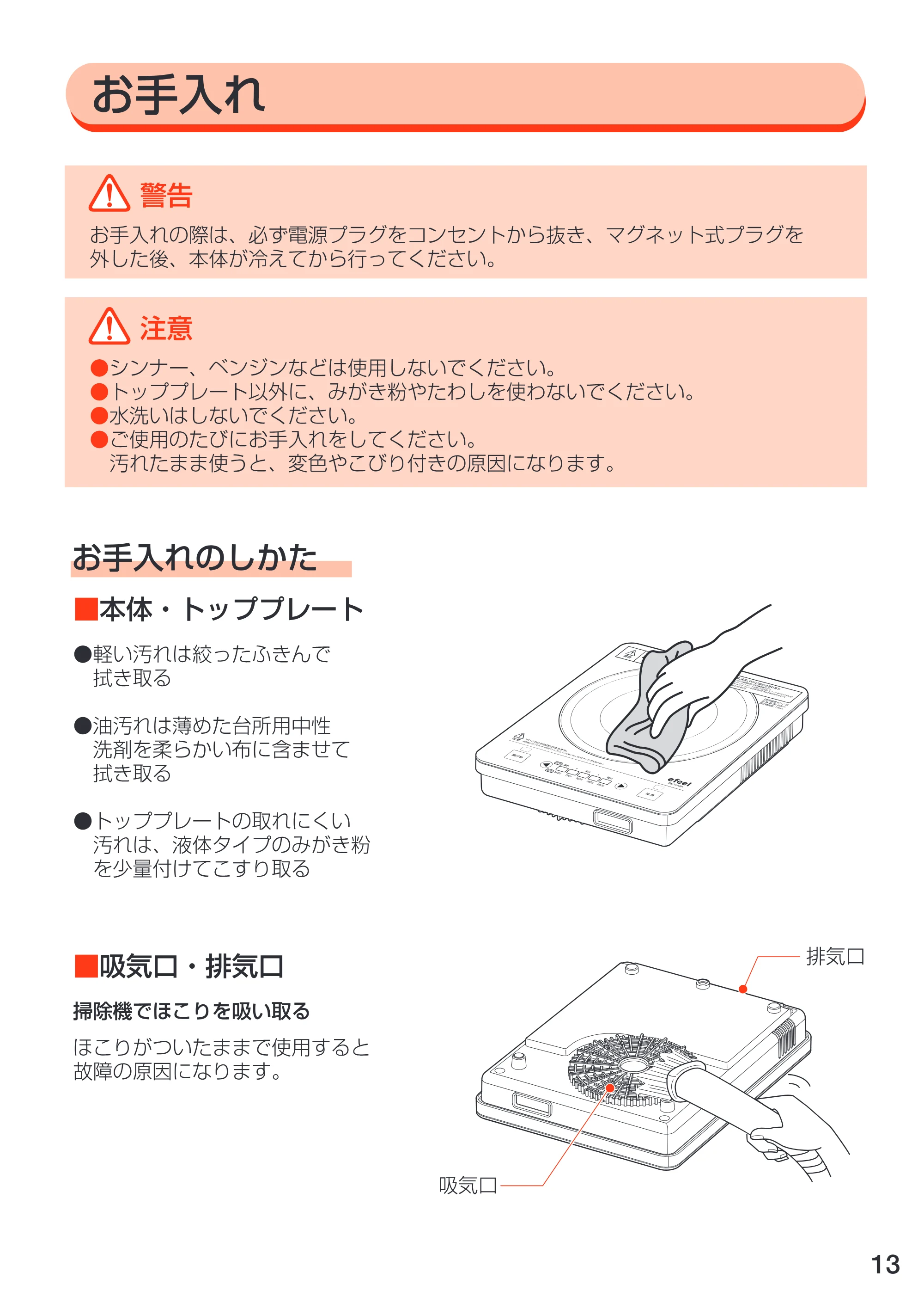アイリスオーヤマ EIH-10 取扱説明書 — EIH10_13 — 原本ページ — 13ページ