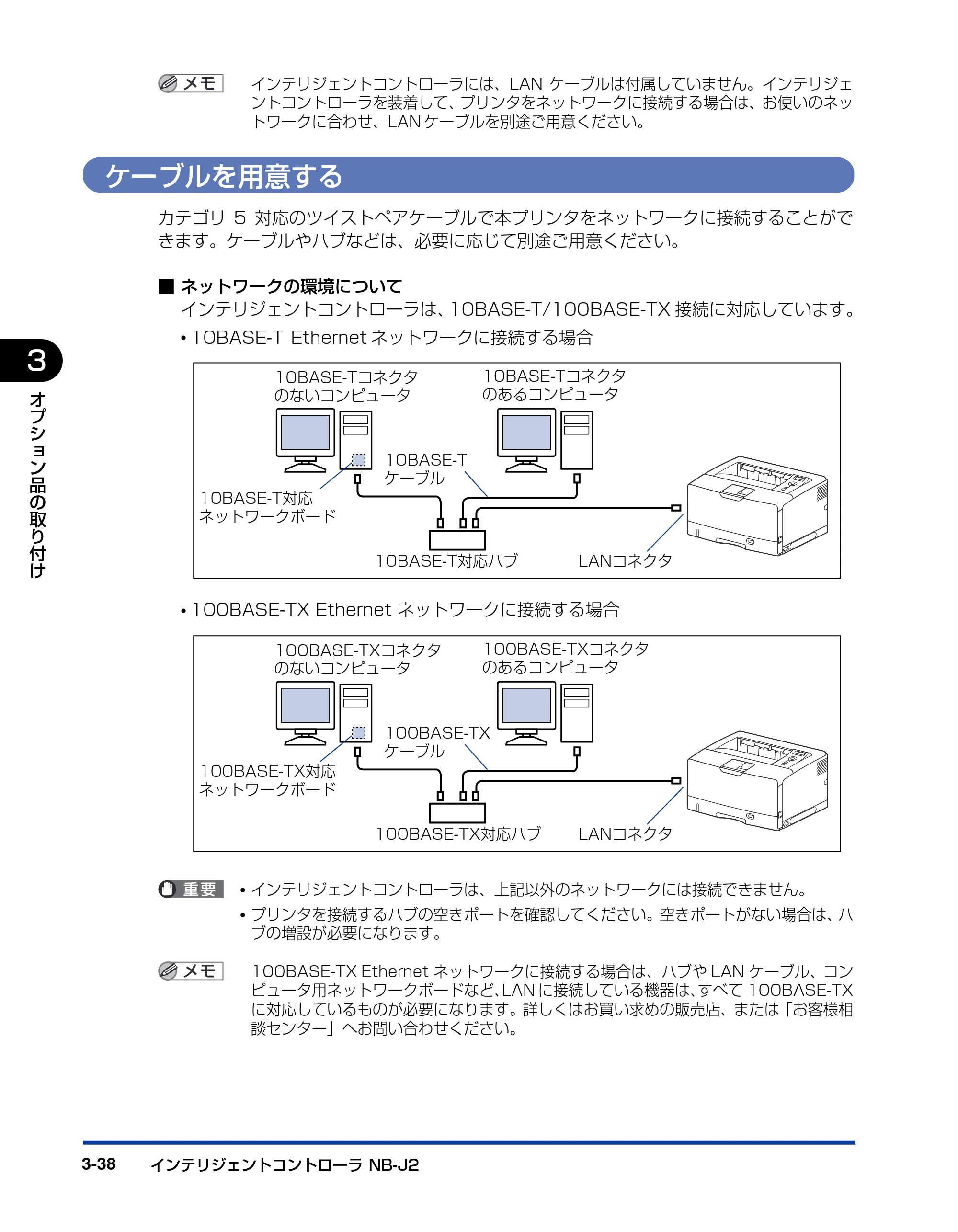 キヤノン LBP3970/3920 設置ガイド 2010年1月20日掲載 （PDF形式／3.67Mバイト） — ケーブルを用意する — 原本ページ — 100ページ