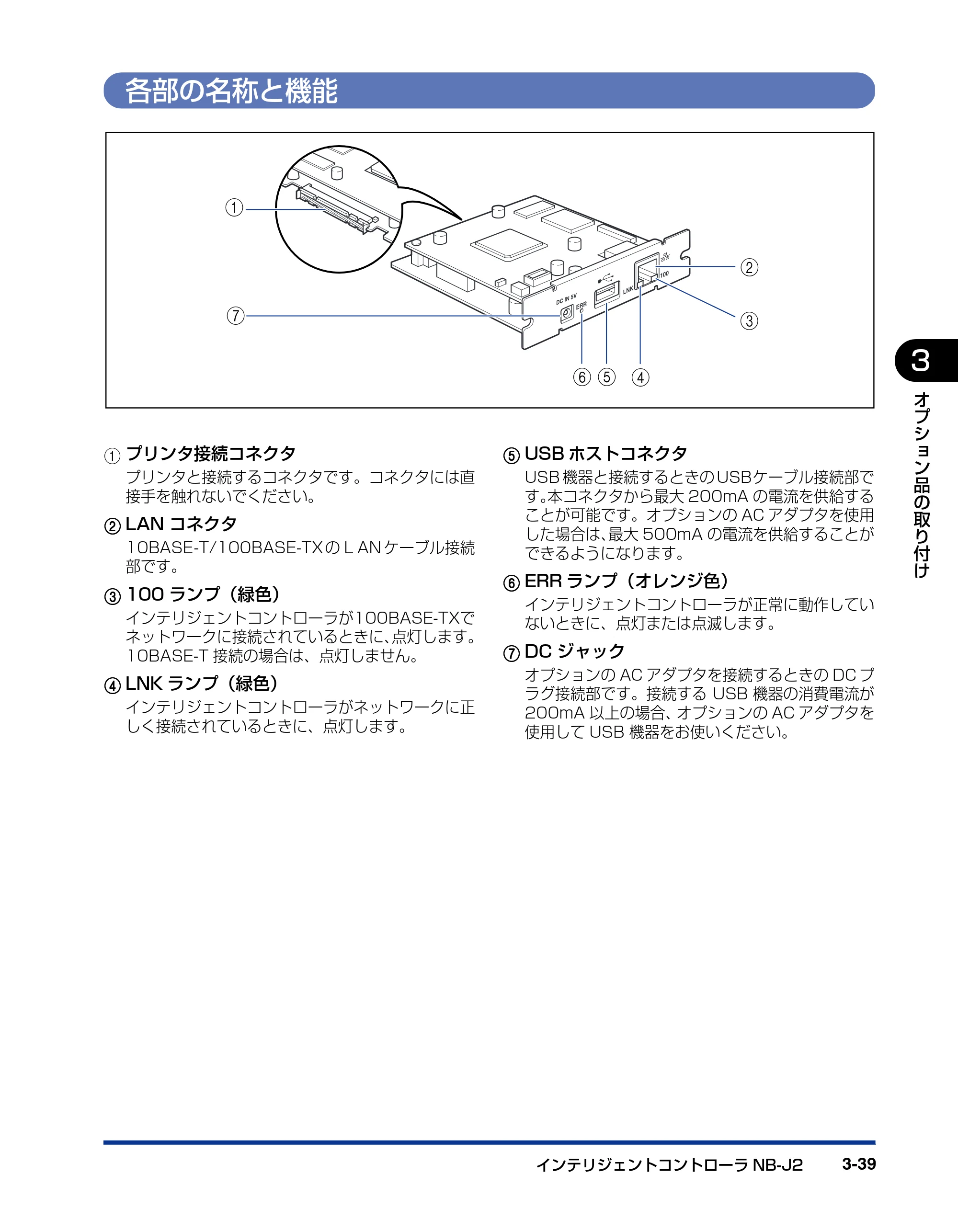キヤノン LBP3970/3920 設置ガイド 2010年1月20日掲載 （PDF形式／3.67Mバイト） — 各部の名称と機能 — 原本ページ — 101ページ