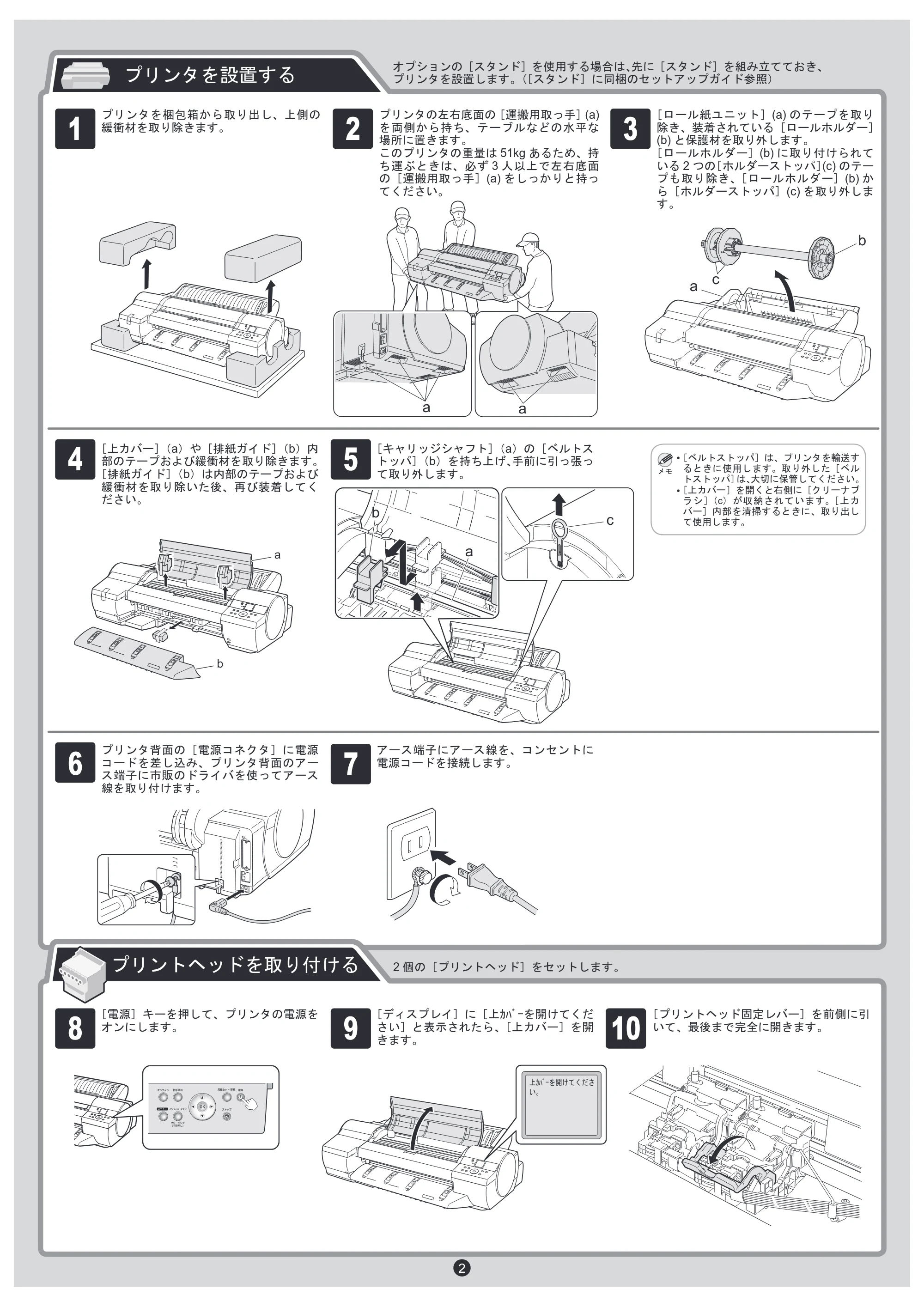 キヤノン iPF6000S/6200 クイックスタートガイド （iPF6200用） （PDF形式／5.2Mバイト） — 原本ページ — 2ページ