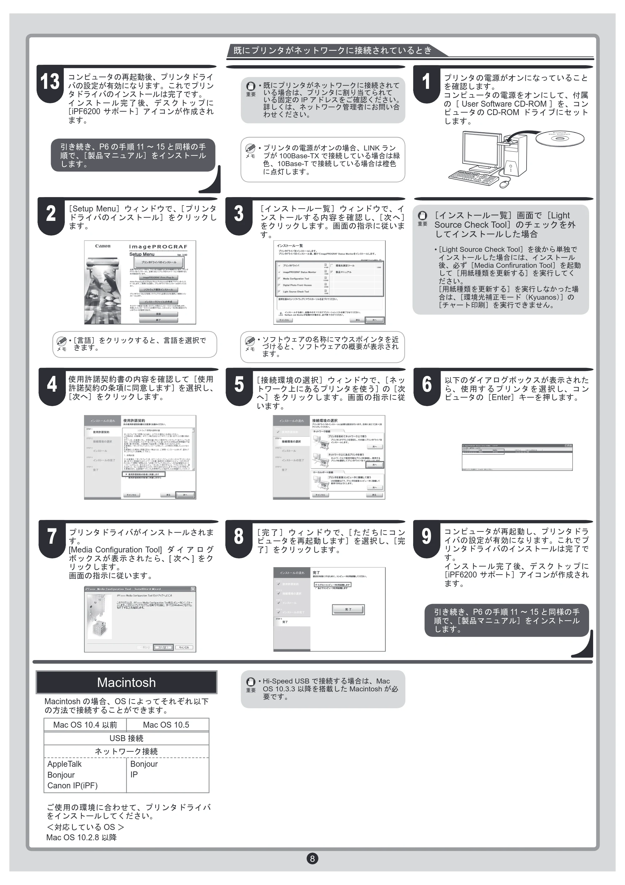 キヤノン iPF6000S/6200 クイックスタートガイド （iPF6200用） （PDF形式／5.2Mバイト） — 原本ページ — 8ページ