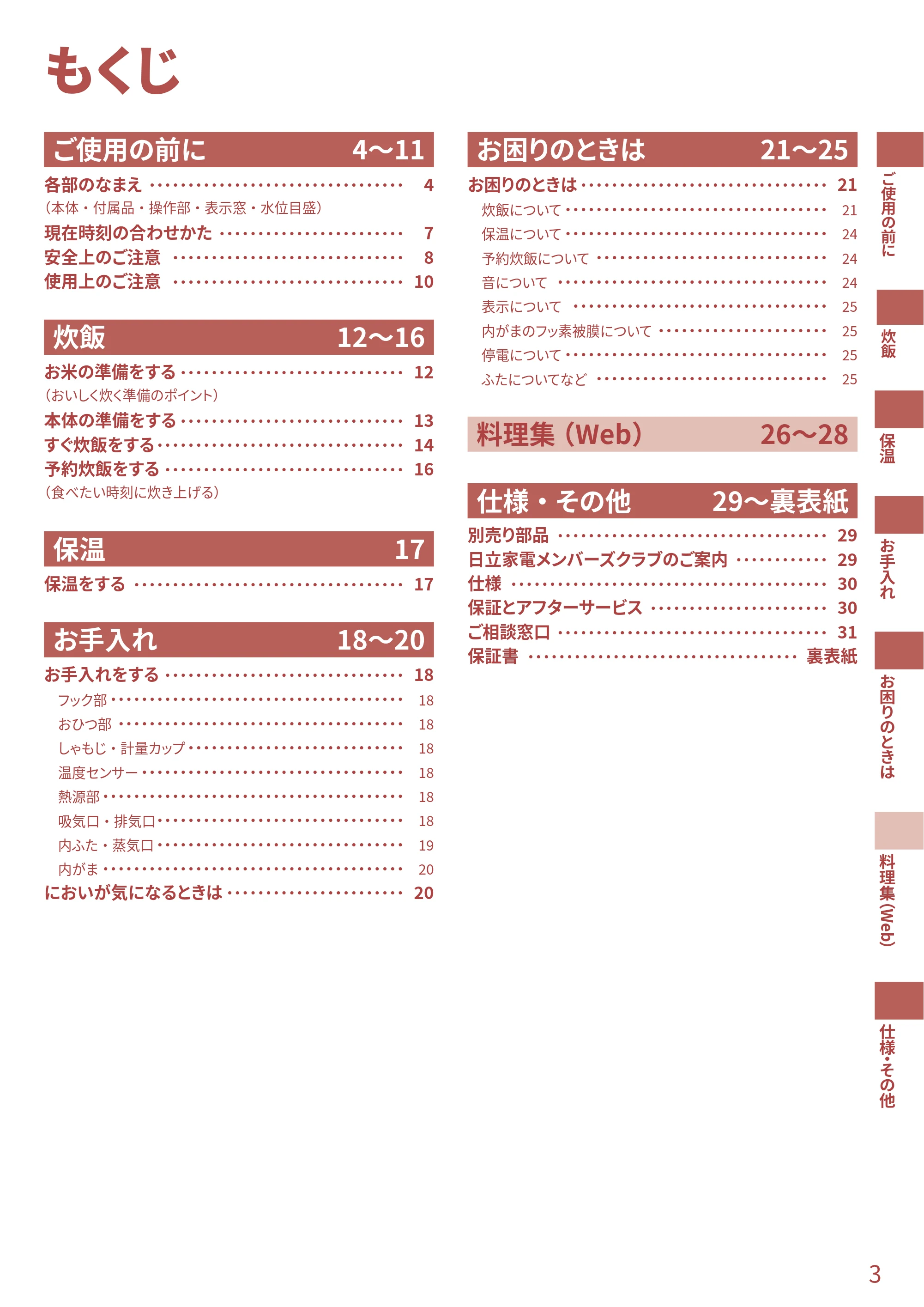 日立 RZ-TS204M 取扱説明書 — もくじ — 原本ページ — 3ページ