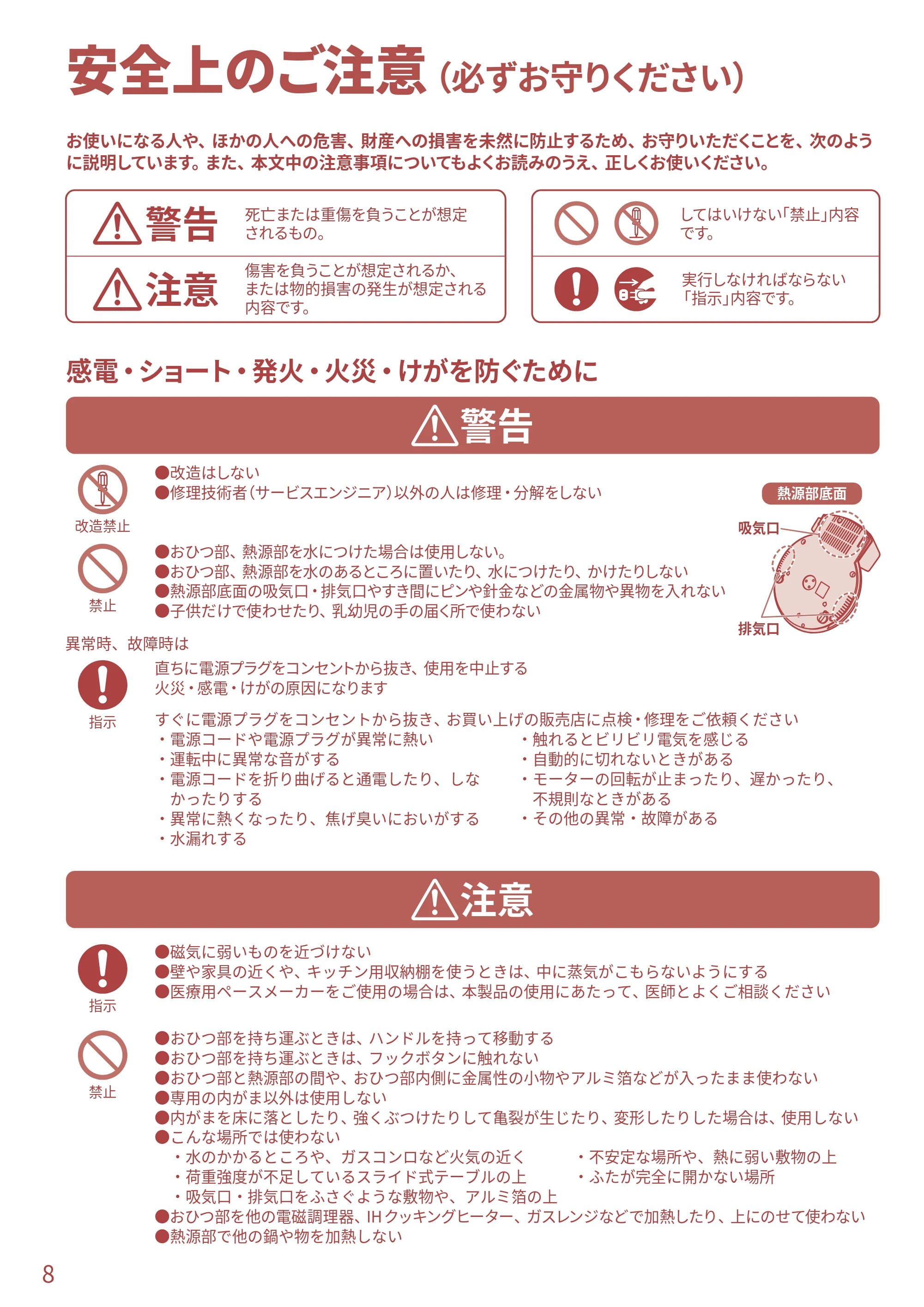 日立 RZ-TS204M 取扱説明書 — 安全上のご注意 — 原本ページ — 8ページ