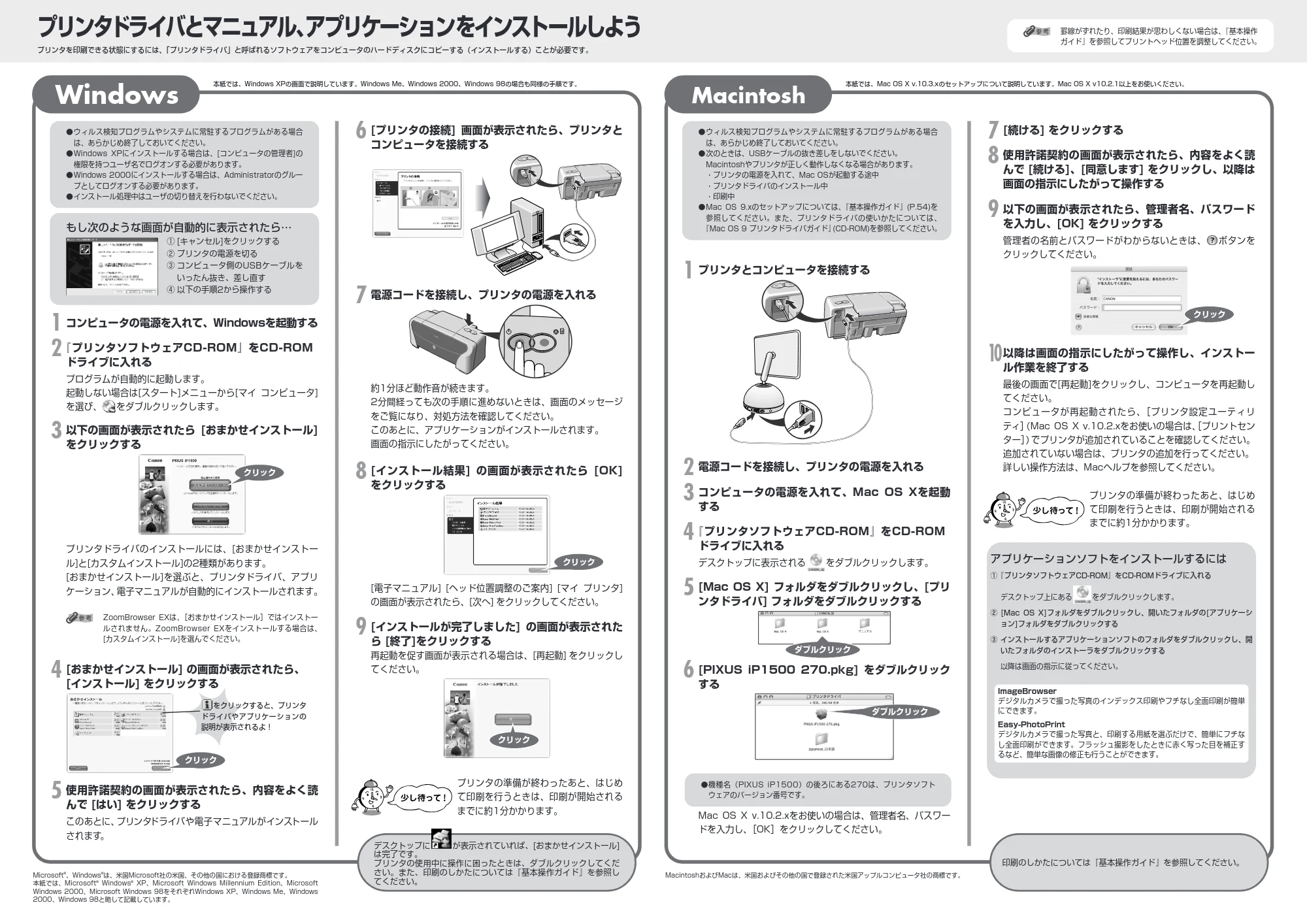 キヤノン PIXUS iP1500 かんたんスタートガイド （PDF形式／2.02Mバイト） — 原本ページ — 2ページ