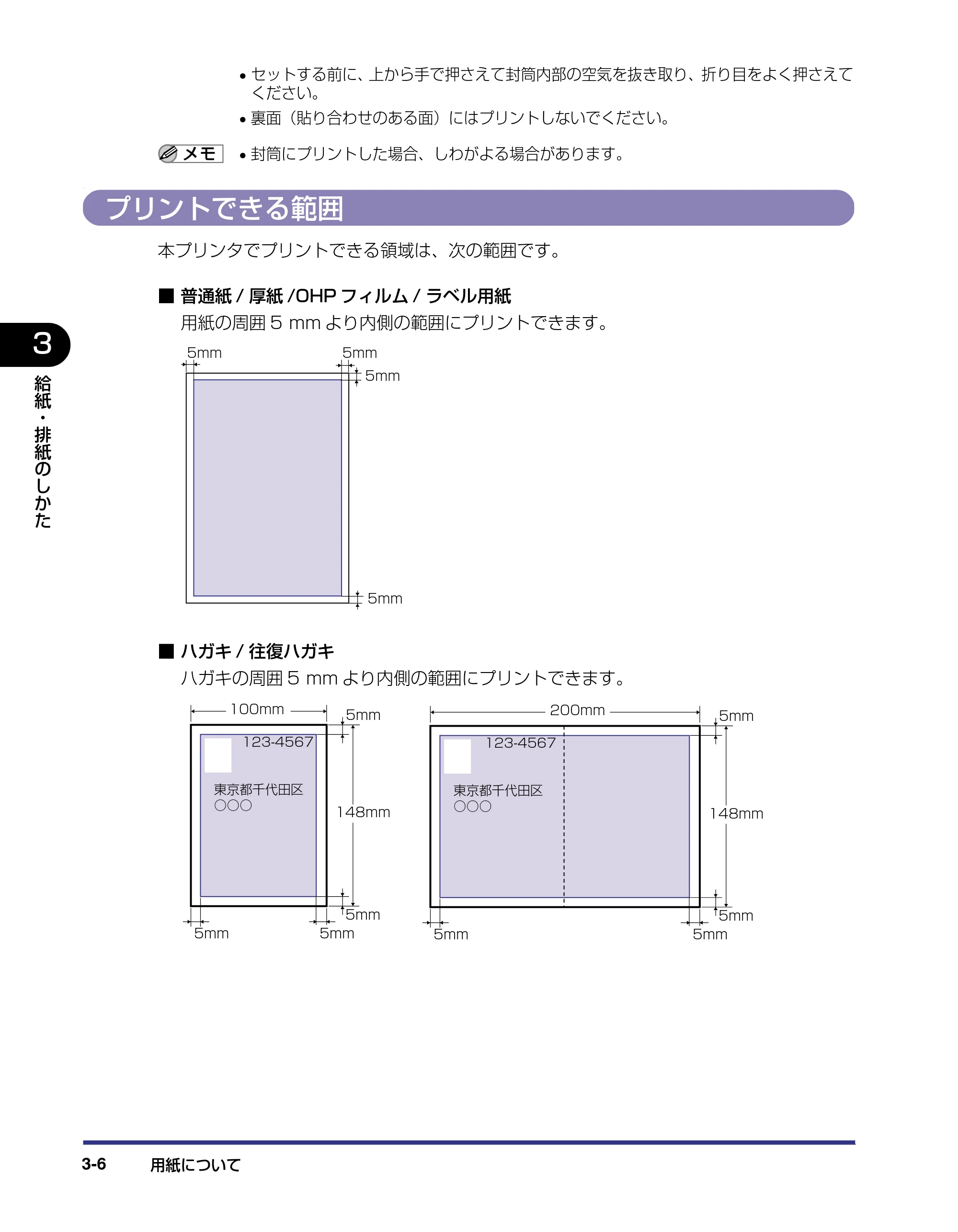 キヤノン LBP-1310 ユーザーズガイド 2006年5月25日更新 （PDF形式／3.71Mバイト） — プリントできる範囲 — 原本ページ — 58ページ