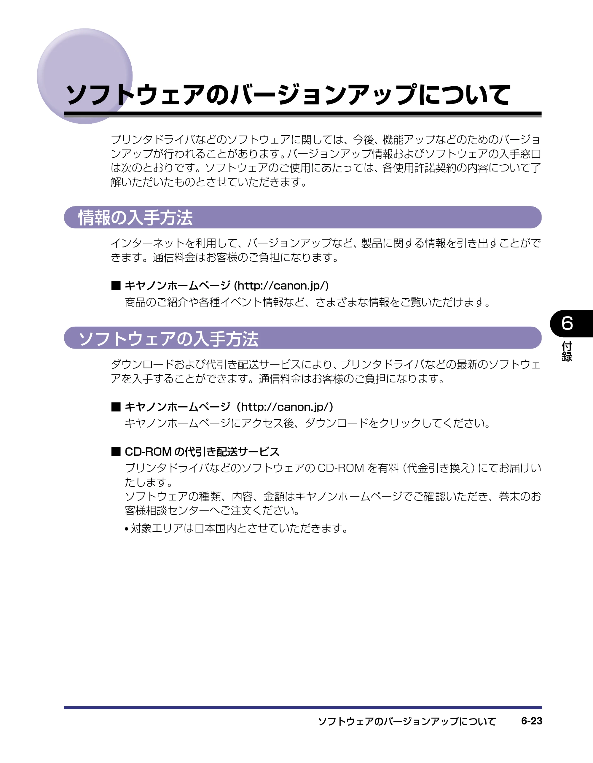 キヤノン LBP-1310 ユーザーズガイド 2006年5月25日更新 （PDF形式／3.71Mバイト） — ソフトウェアのバージョンアップについて — 原本ページ — 201ページ
