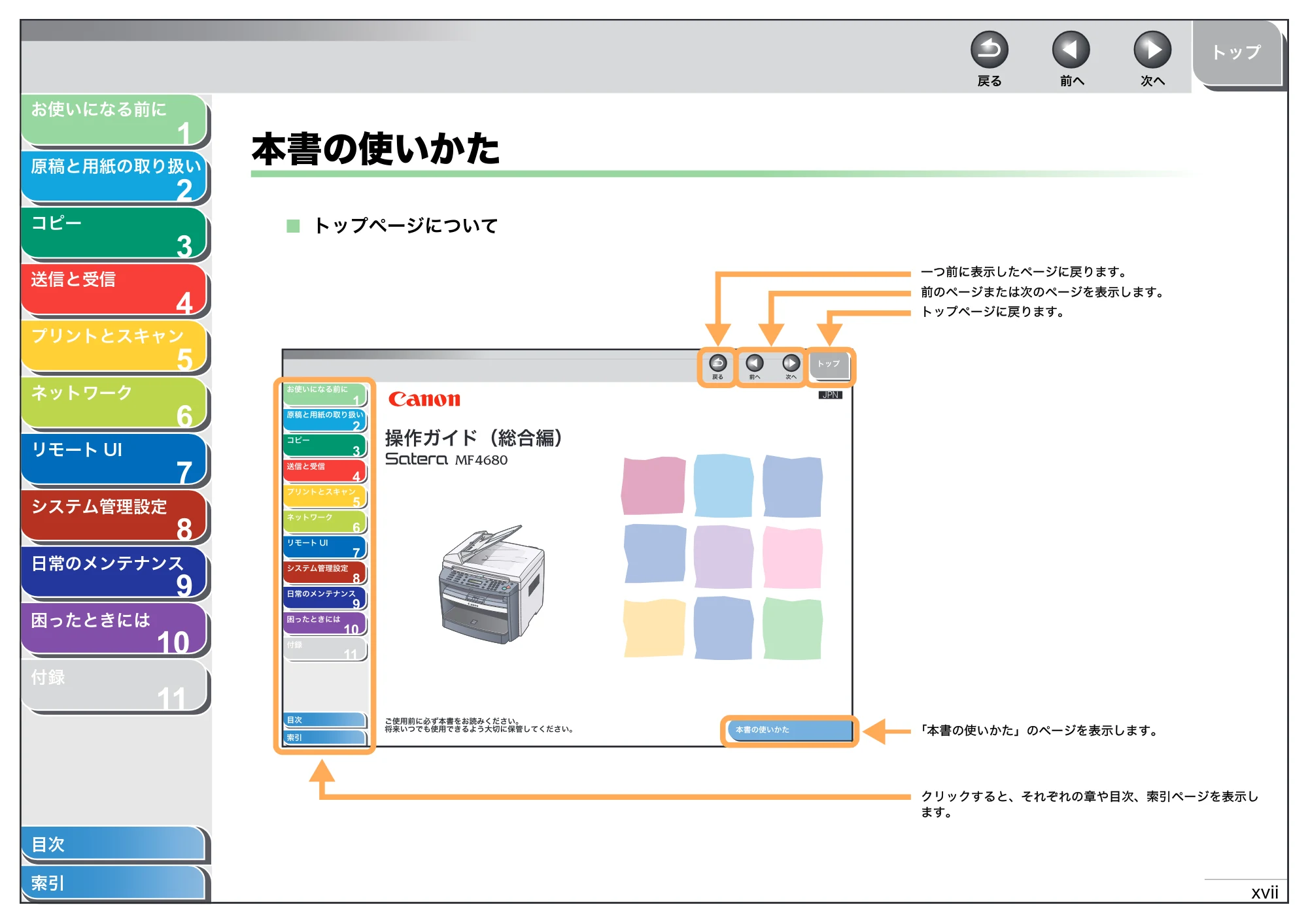 キヤノン MF4680 操作ガイド（総合編） （PDF形式／16.39Mバイト） — 本書の使いかた — 原本ページ — 18ページ