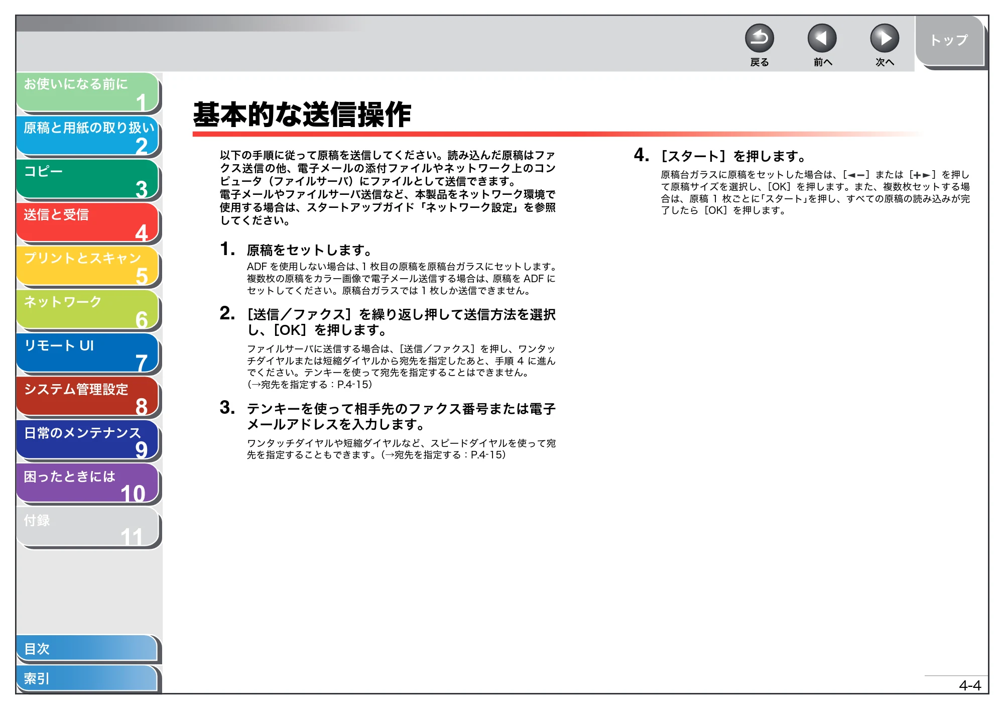 キヤノン MF4680 操作ガイド（総合編） （PDF形式／16.39Mバイト） — 基本的な送信操作 — 原本ページ — 62ページ