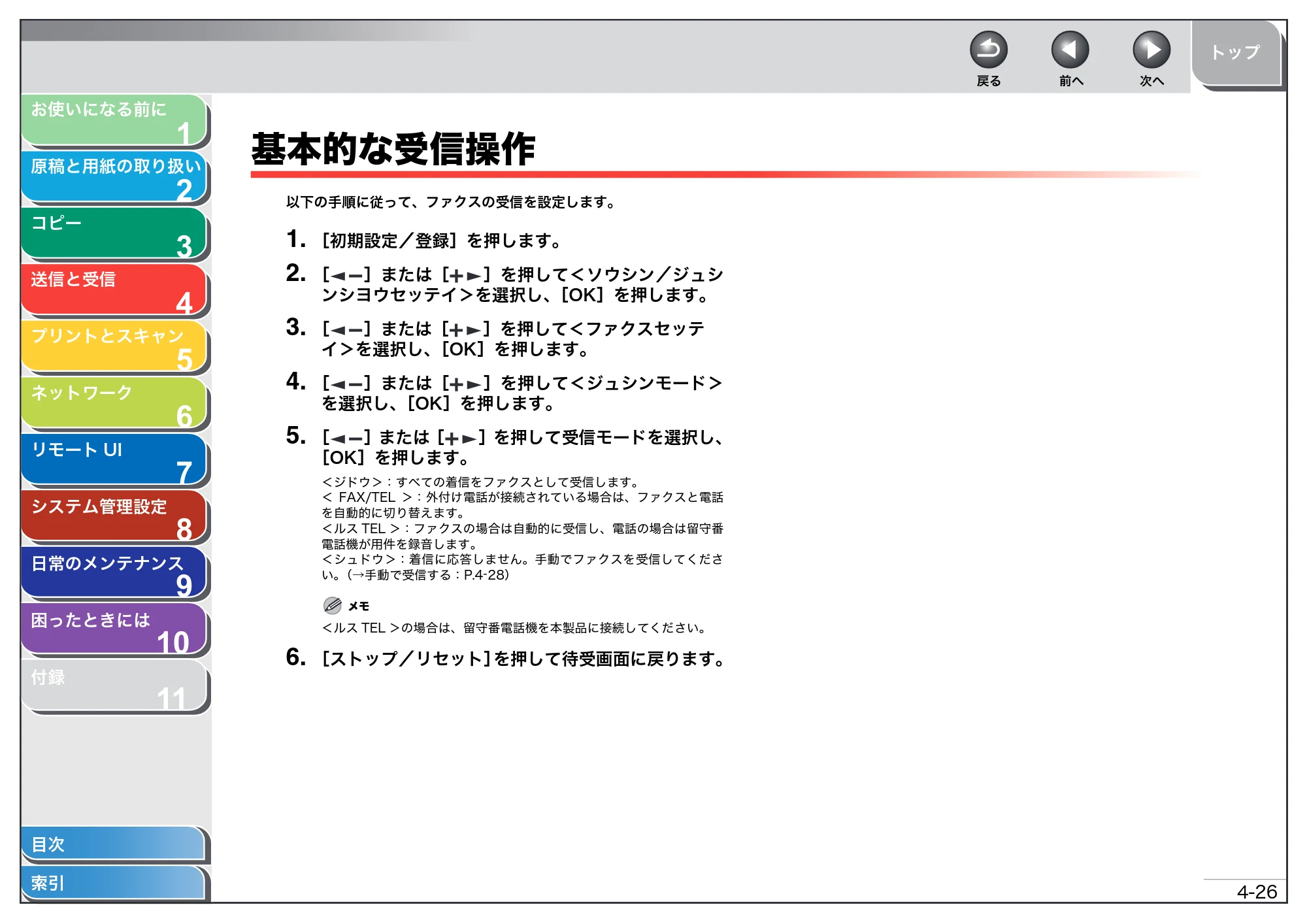 キヤノン MF4680 操作ガイド（総合編） （PDF形式／16.39Mバイト） — 基本的な受信操作 — 原本ページ — 84ページ