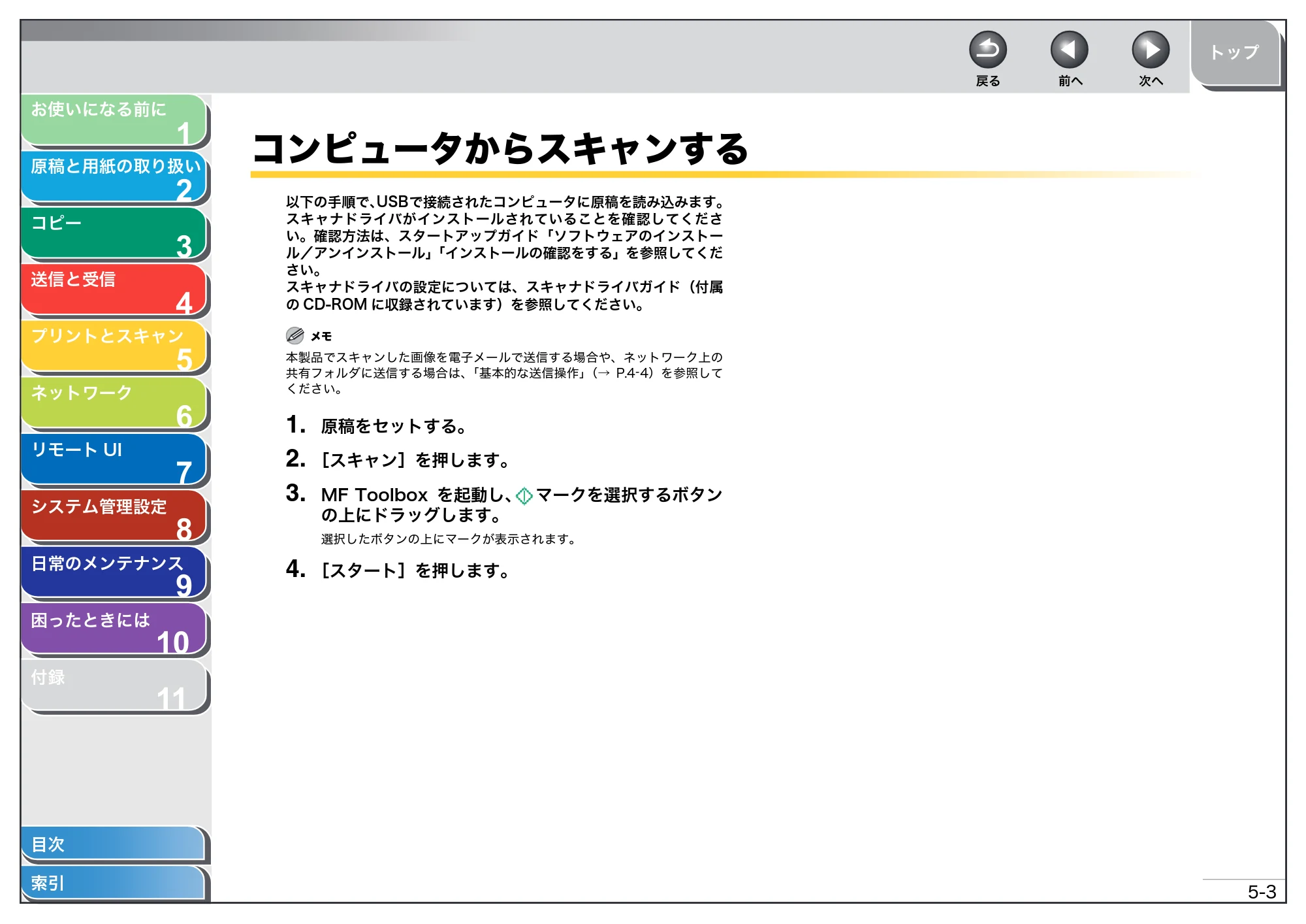 キヤノン MF4680 操作ガイド（総合編） （PDF形式／16.39Mバイト） — コンピュータからスキャンする — 原本ページ — 96ページ