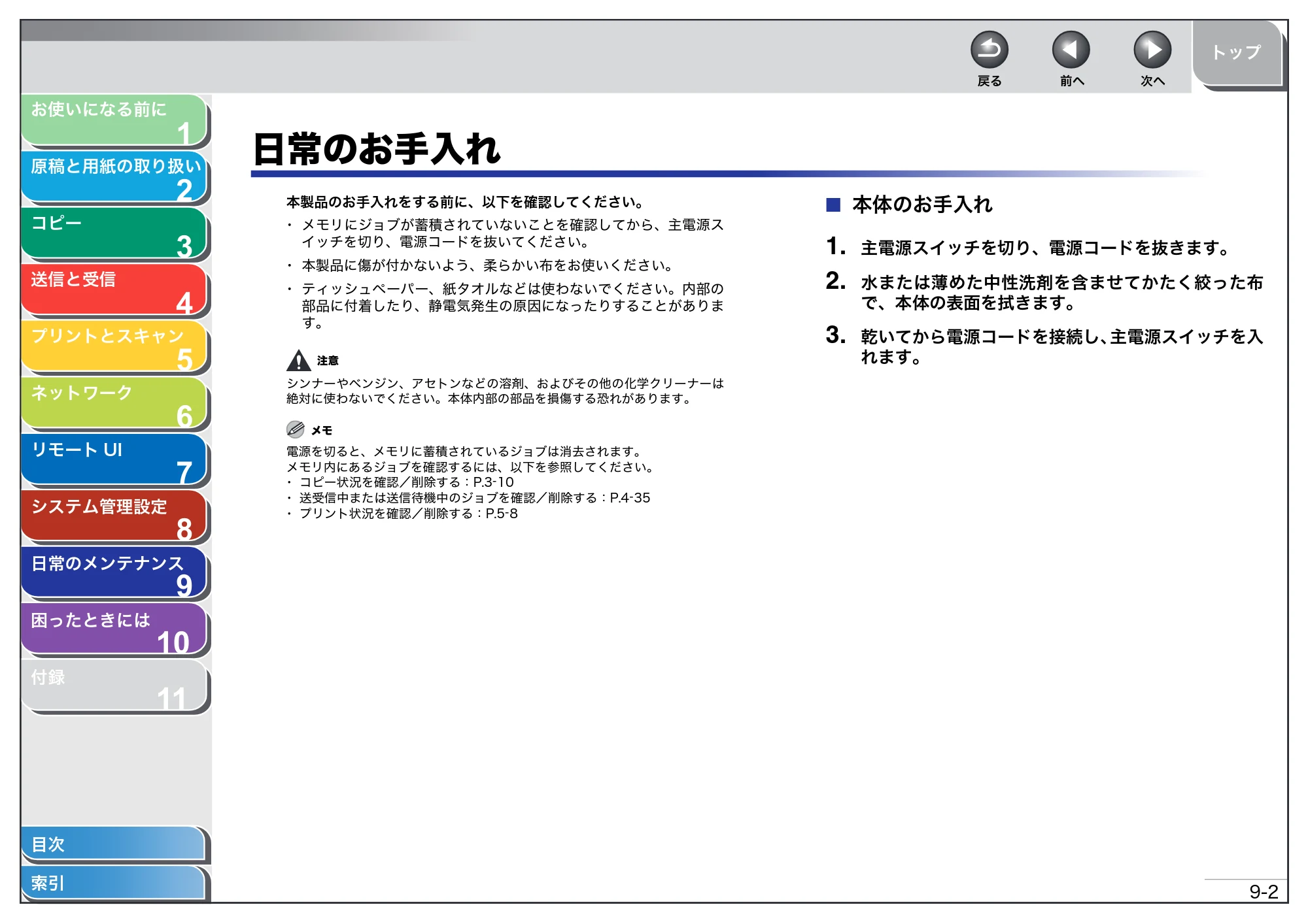 キヤノン MF4680 操作ガイド（総合編） （PDF形式／16.39Mバイト） — 日常のお手入れ — 原本ページ — 182ページ