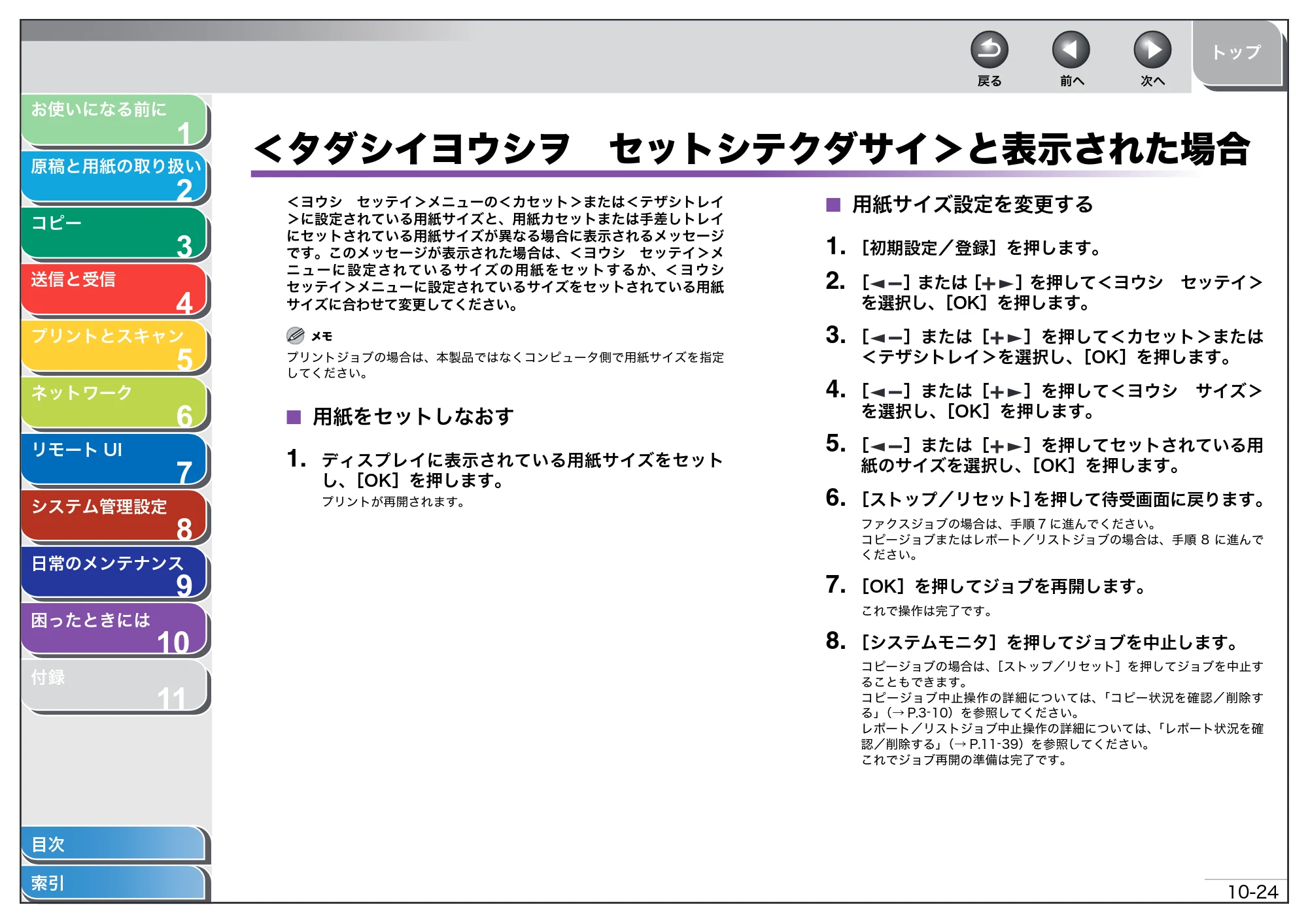 キヤノン MF4680 操作ガイド（総合編） （PDF形式／16.39Mバイト） — ＜タダシイヨウシヲ セットシテクダサイ＞と表示された場合 — 原本ページ — 221ページ