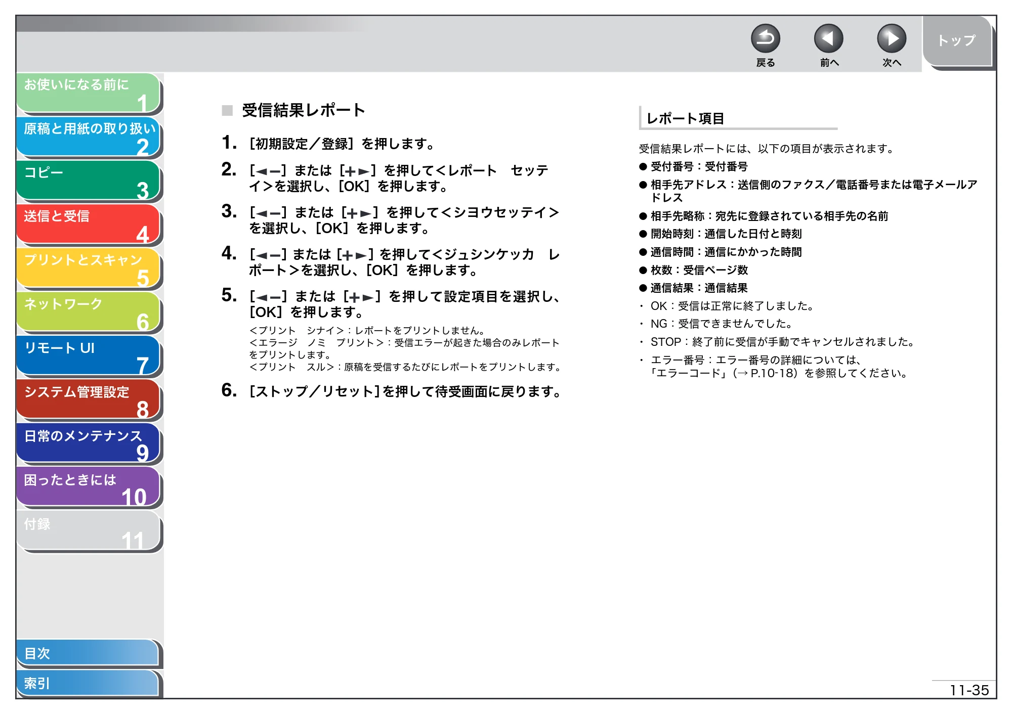 キヤノン MF4680 操作ガイド（総合編） （PDF形式／16.39Mバイト） — 受信結果レポート — 原本ページ — 281ページ