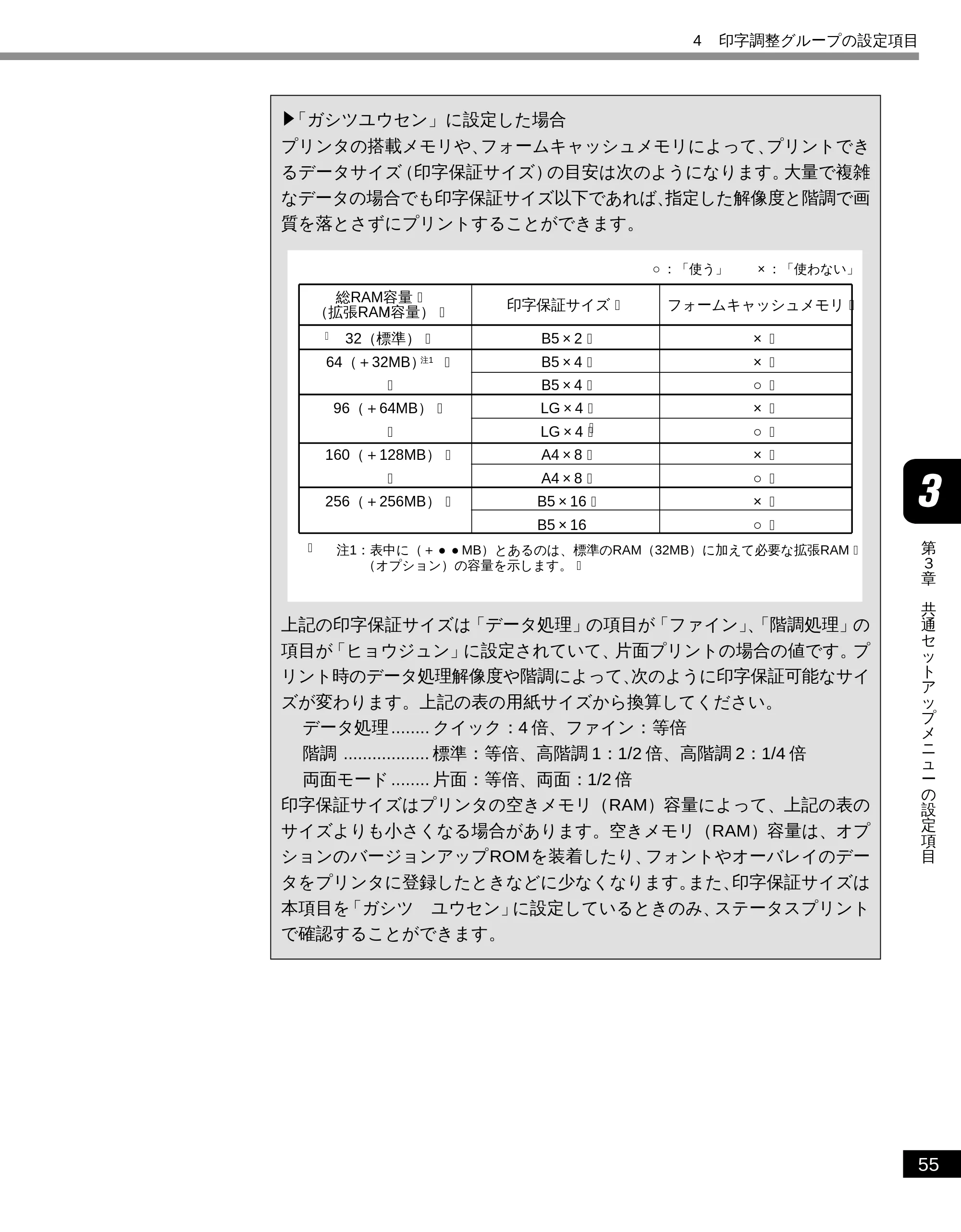 キヤノン LBP-2050 LIPS機能ガイド (PDF形式/3.77Mバイト) — 「ガシツユウセン」に設定した場合 — 原本ページ — 64ページ