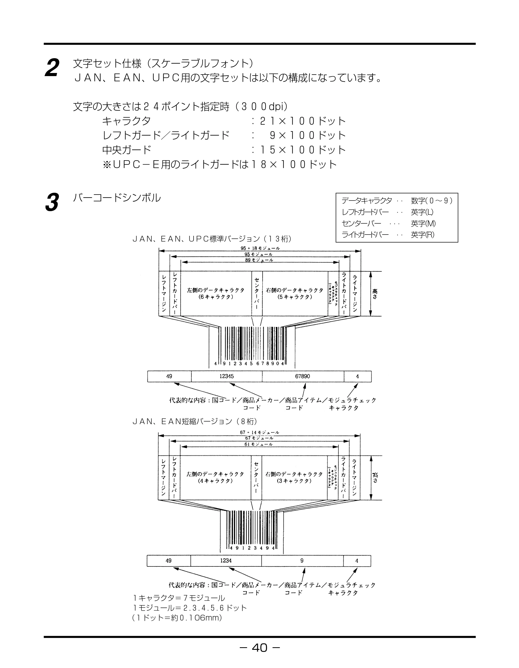キヤノン BIJ2350/BIJ1350/BIJ1350D バーコードフォントガイド （PDF形式／3.74Mバイト） — 原本ページ — 43ページ