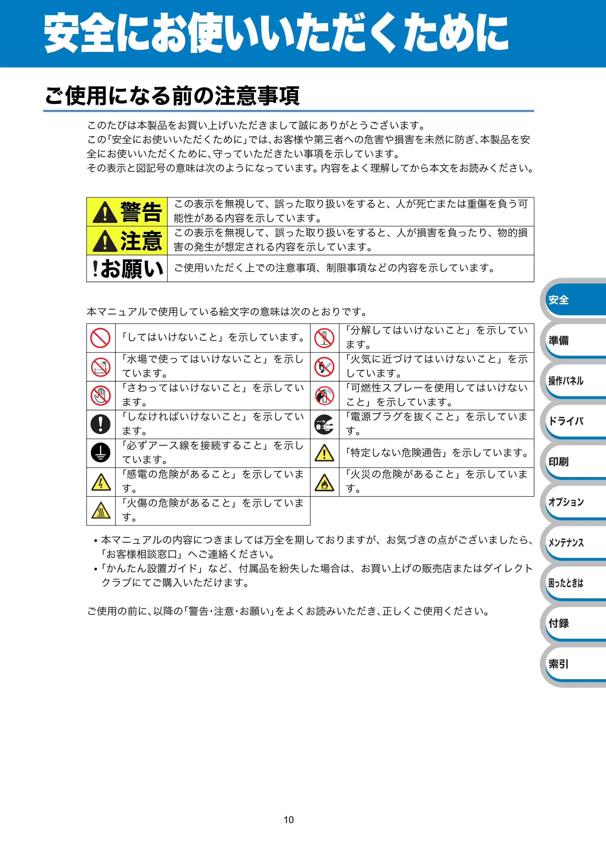 ブラザー HL-5340D / HL-5350DN ユーザーズガイド ~基本編~ — 安全にお使いいただくために — 原本ページ — 10ページ