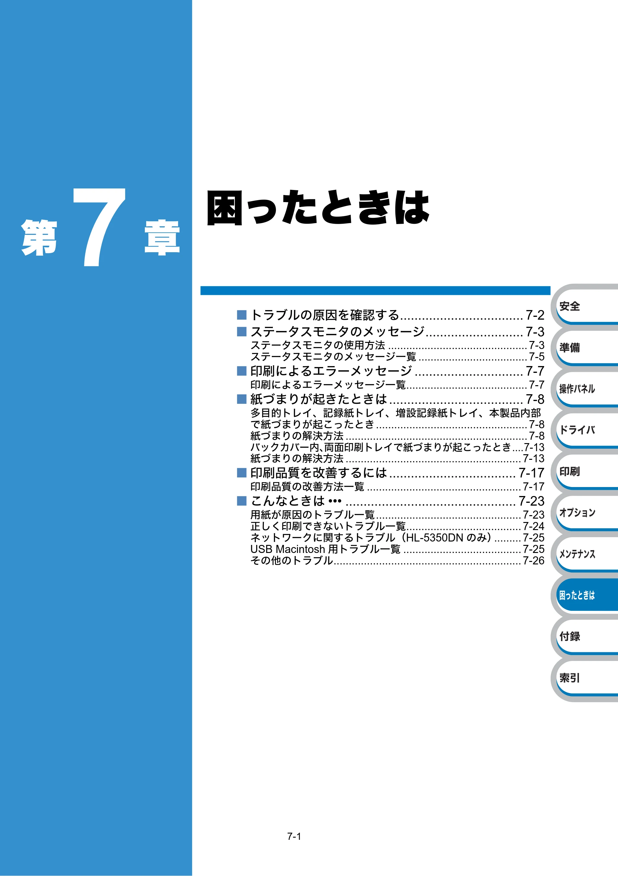 ブラザー HL-5340D / HL-5350DN ユーザーズガイド ～基本編～ — 第7章 困ったときは — 原本ページ — 158ページ