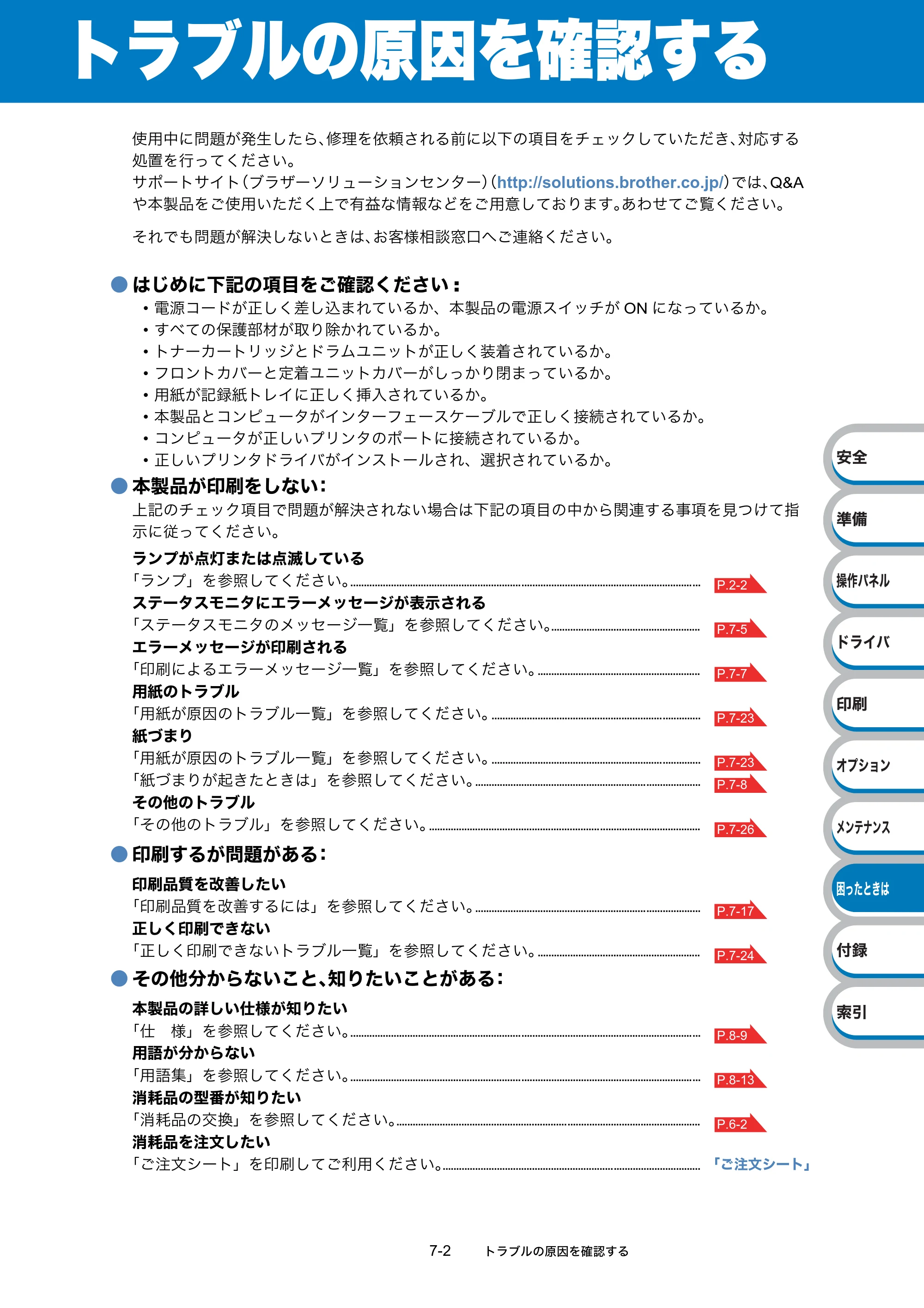 ブラザー HL-5340D / HL-5350DN ユーザーズガイド ～基本編～ — トラブルの原因を確認する — 原本ページ — 159ページ