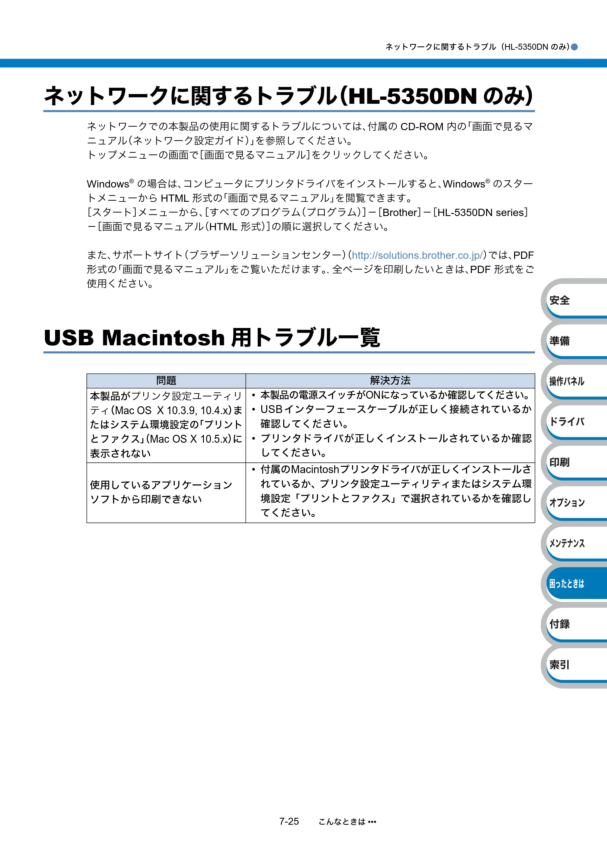 ブラザー HL-5340D / HL-5350DN ユーザーズガイド ～基本編～ — ネットワークに関するトラブル（HL-5350DNのみ） — 原本ページ — 182ページ
