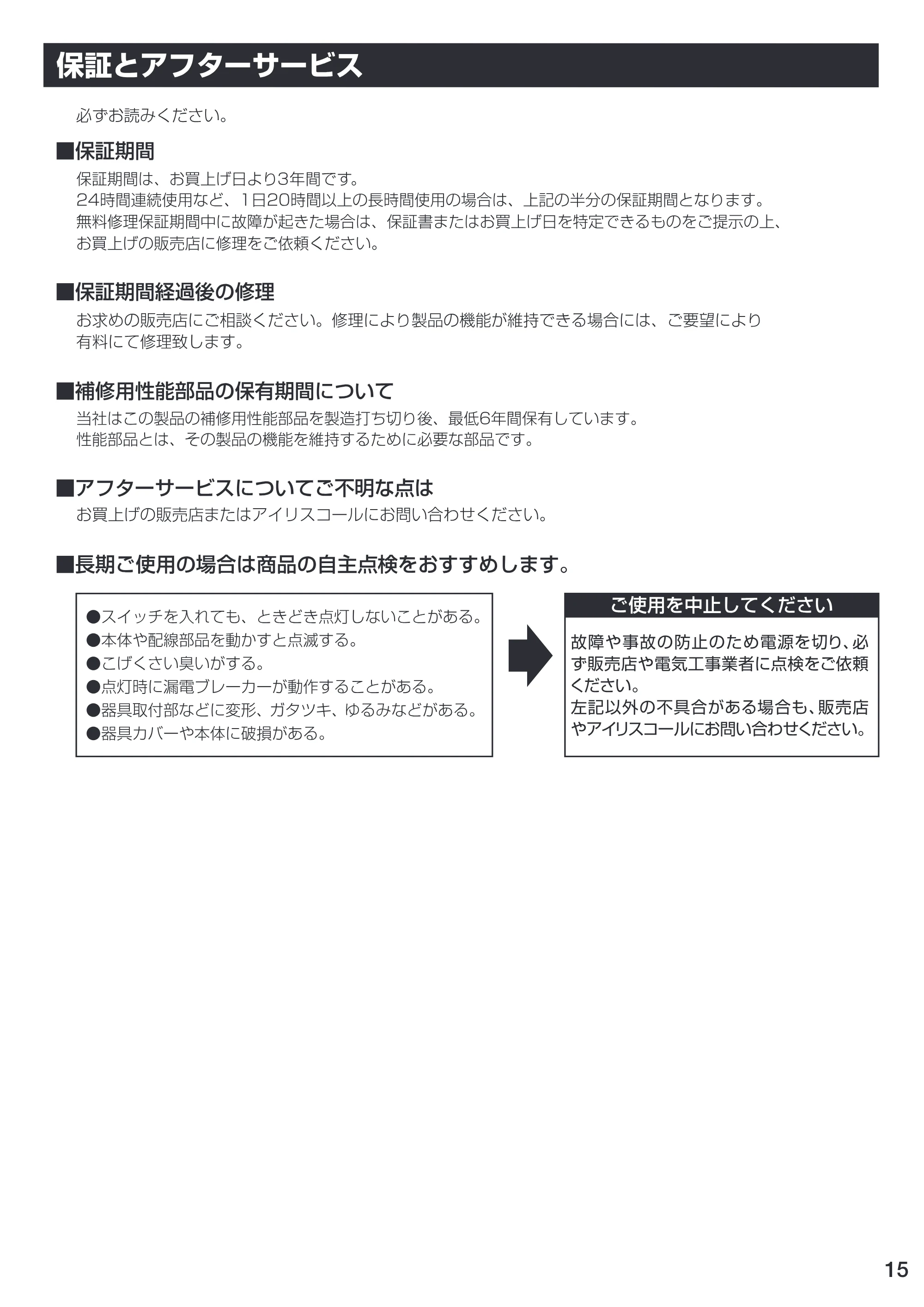アイリスオーヤマ CL8DL-SGE 取扱説明書 — P15 [Converted] — 原本ページ — 15ページ