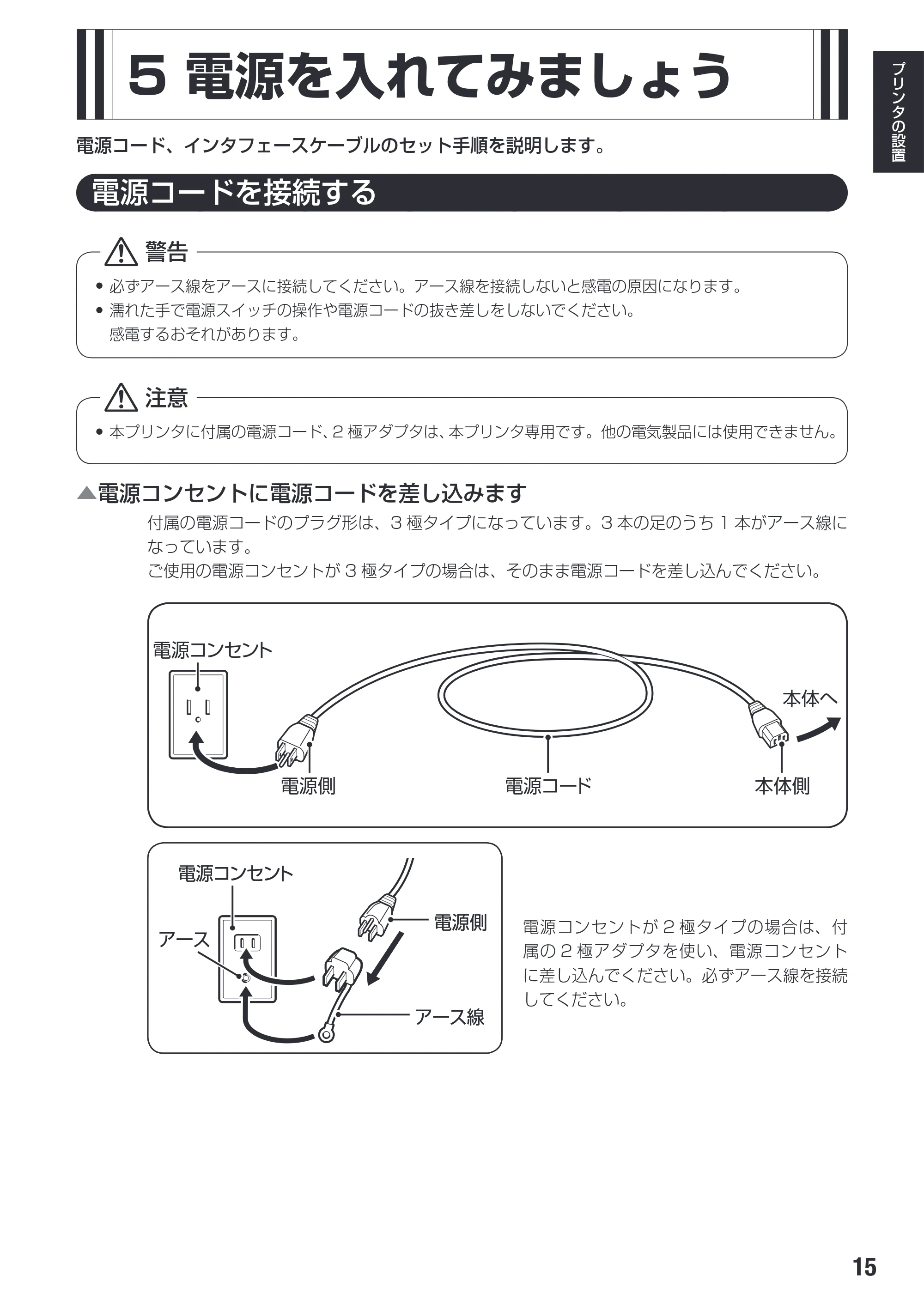 サトー SG608R / 612R 取扱説明書（初版） — 5 電源を入れてみましょう — 原本ページ — 17ページ