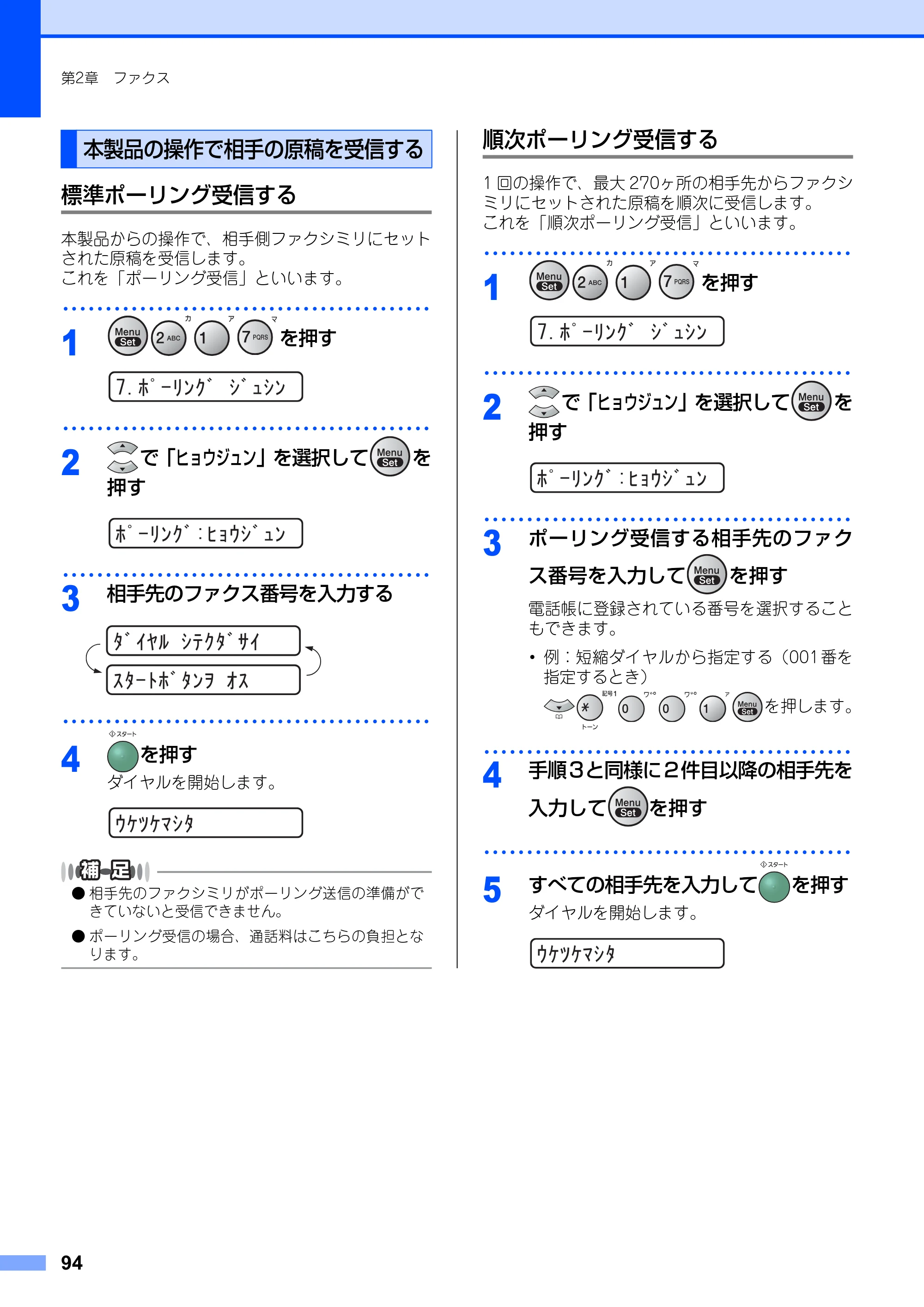 ブラザー FAX-2810N 取扱説明書（本体） — 本製品の操作で相手の原稿を受信する — 原本ページ — 94ページ