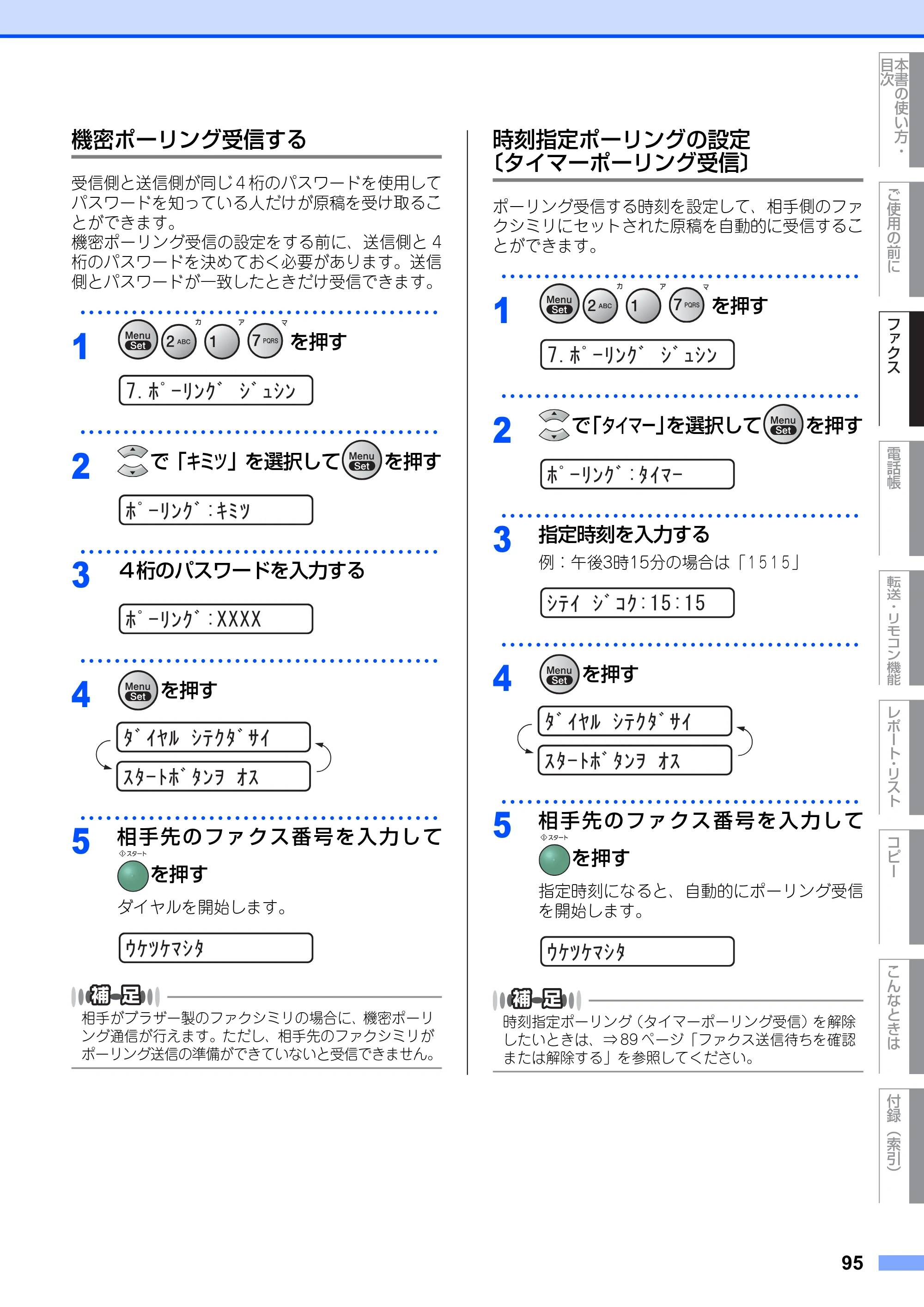 ブラザー FAX-2810N 取扱説明書（本体） — 機密ポーリング受信する — 原本ページ — 95ページ