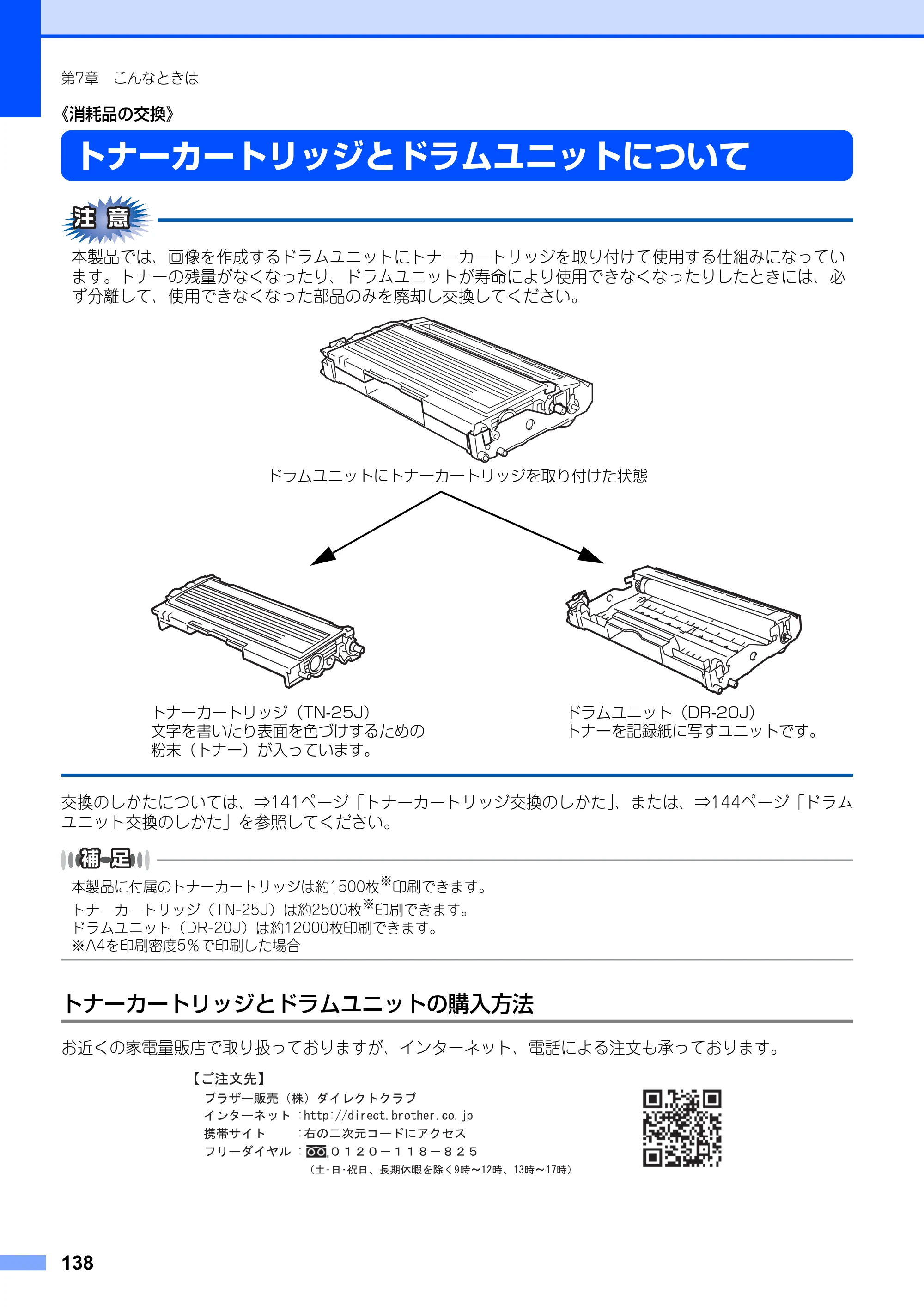 ブラザー FAX-2810N 取扱説明書（本体） — 《消耗品の交換》 — 原本ページ — 138ページ