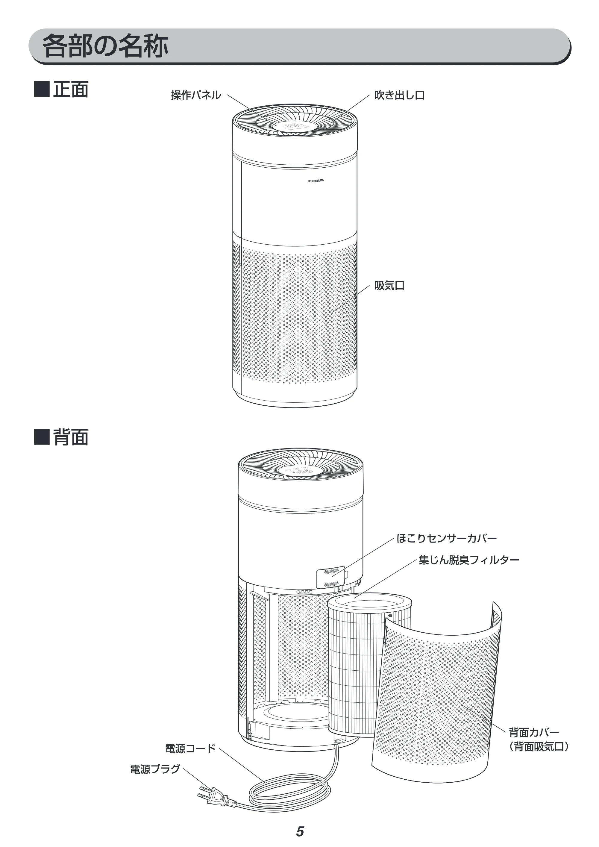 アイリスオーヤマ IAP-A85 取扱説明書 — 原本ページ — 5ページ