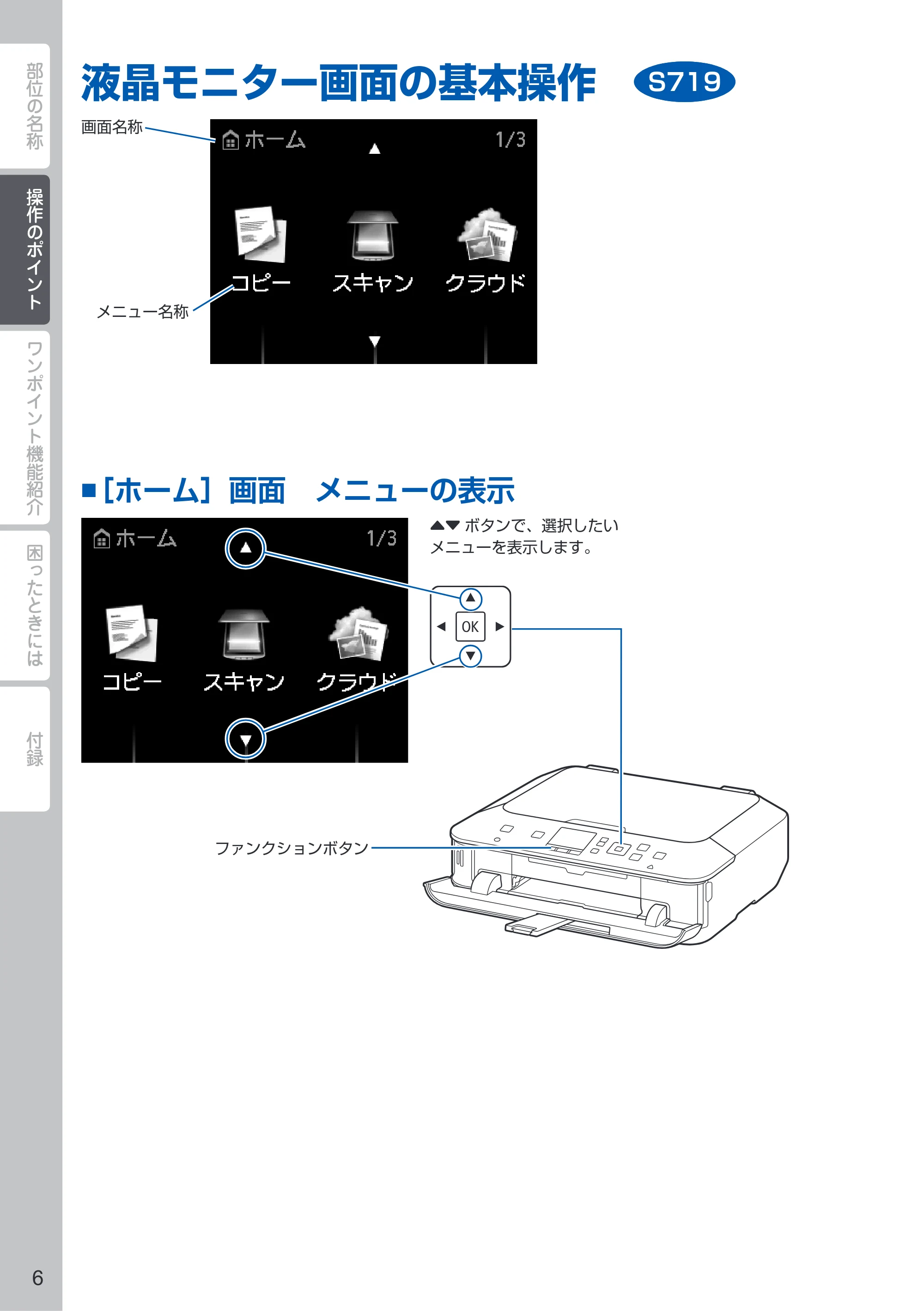 キヤノン PIXUS MG6530 PIXUS 早わかり(PDF:6.02MB) — 液晶モニター画面の基本操作 — 原本ページ — 8ページ