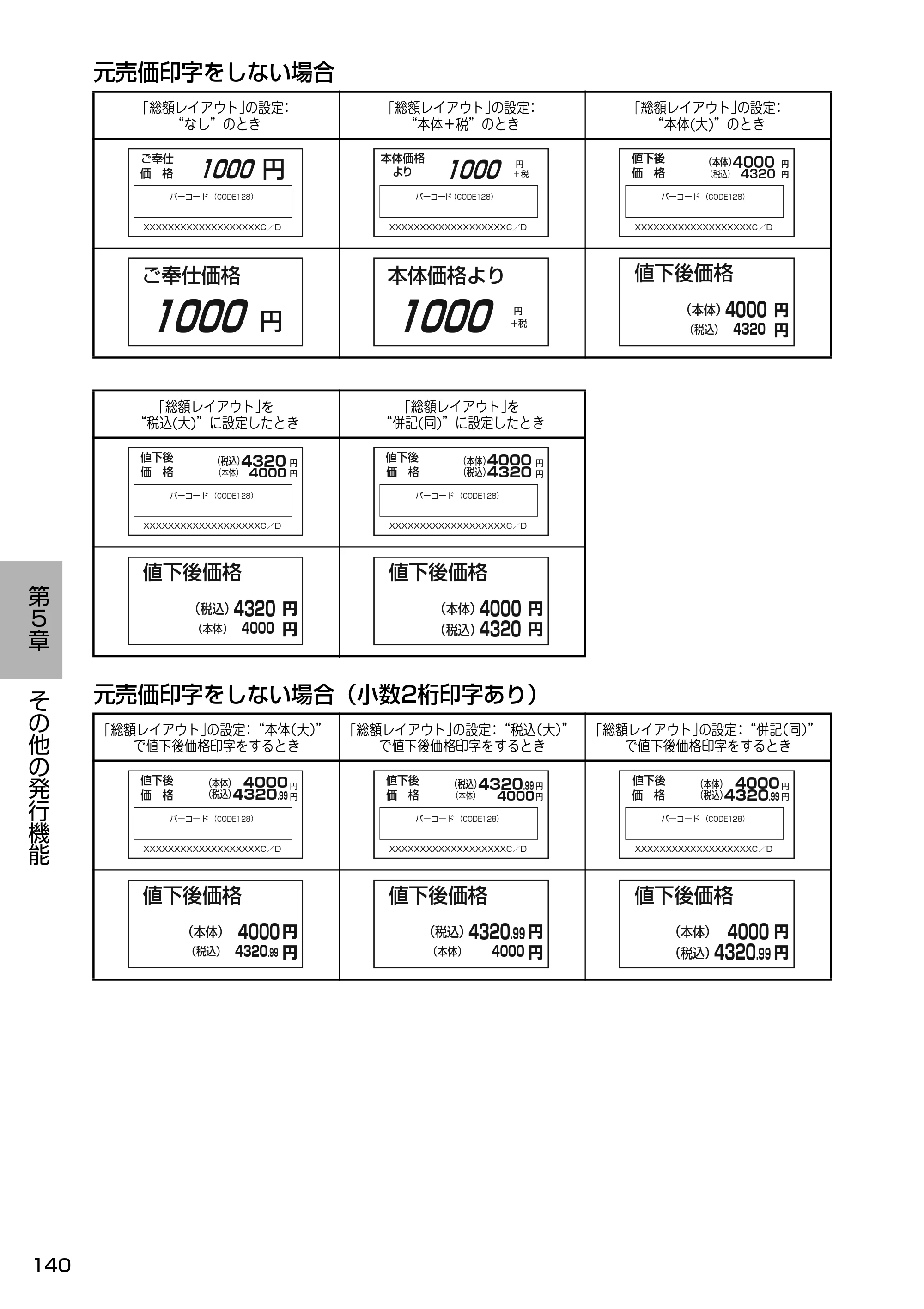 サトー Barlabe(バーラベ)FI212T / arlabe(バーラベ)FI212T 取扱説明書（第5版） — 元売価印字をしない場合 — 原本ページ — 141ページ