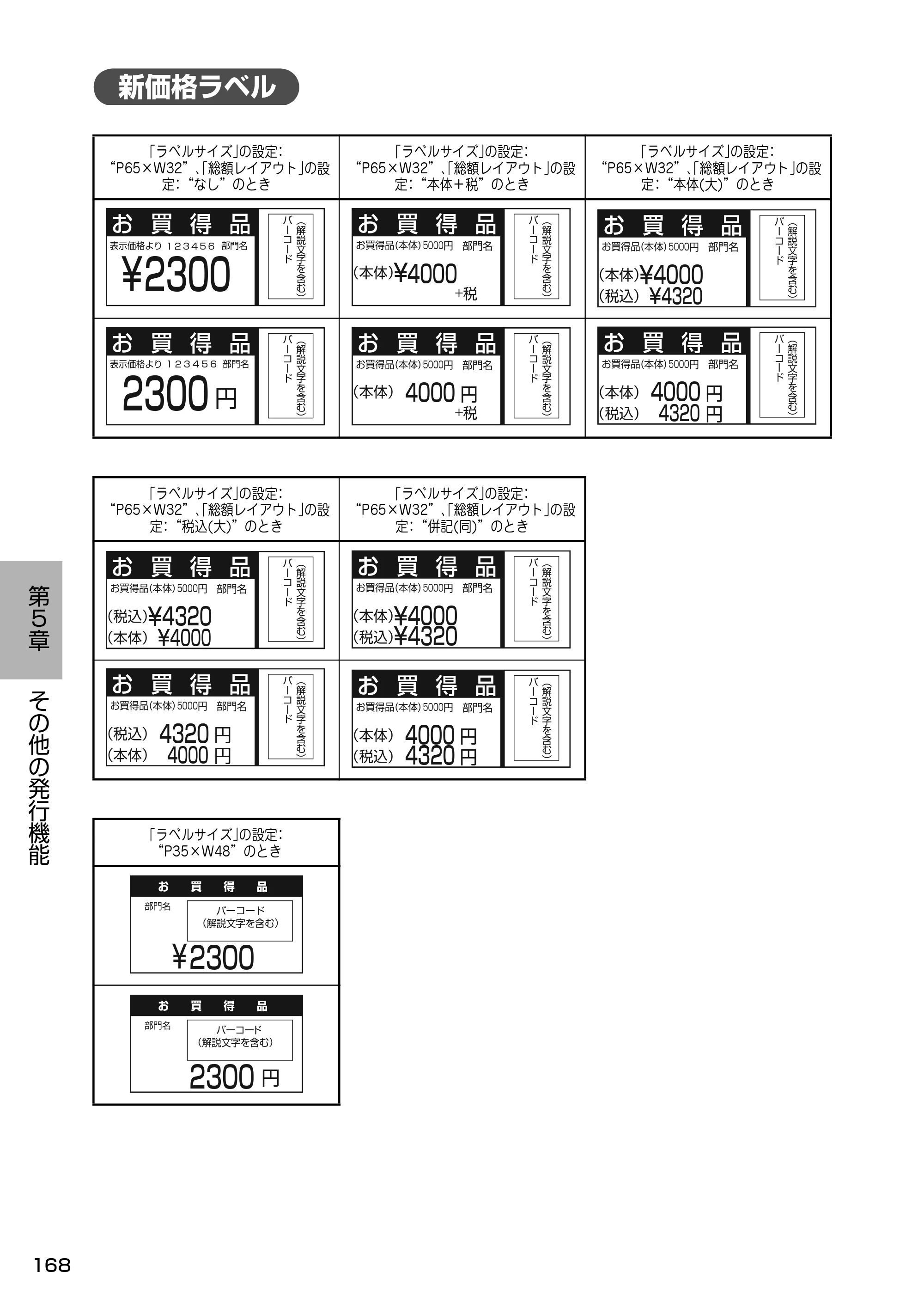 サトー Barlabe(バーラベ)FI212T / arlabe(バーラベ)FI212T 取扱説明書(第5版) — 新価格ラベル — 原本ページ — 169ページ
