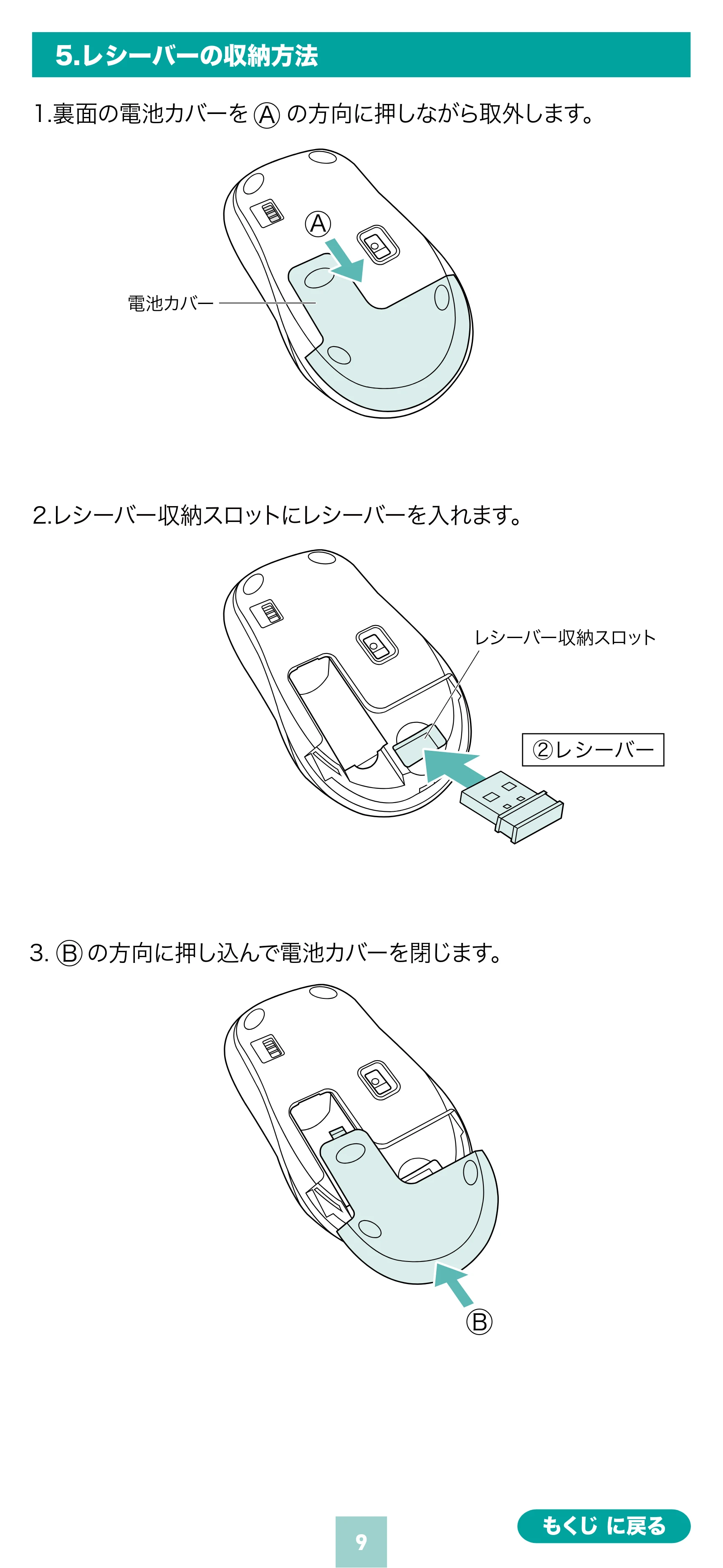 サンワサプライ 400-MAWS097R / 400-MAWS097BK / 400-MAWS097BL 取扱説明書 — 原本ページ — 9ページ