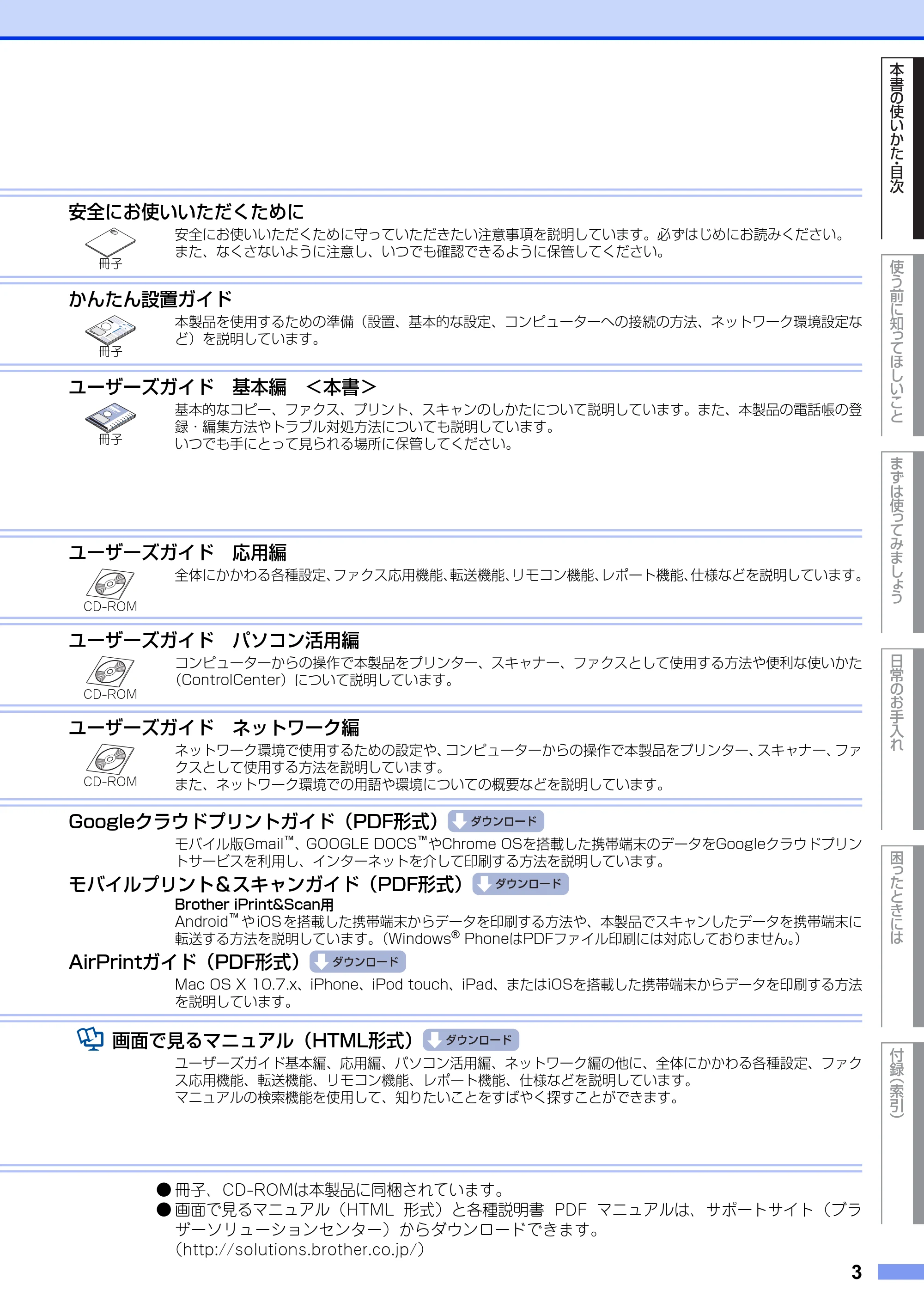 ブラザー MFC-8520DN ユーザーズガイド ～基本編～ — 原本ページ — 3ページ