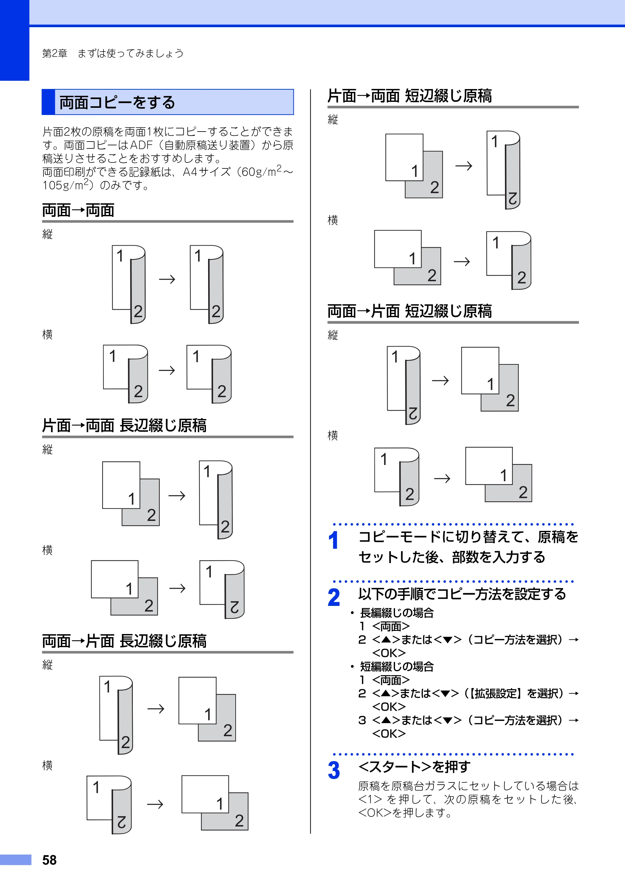 ブラザー MFC-8520DN ユーザーズガイド ～基本編～ — 両面コピーをする — 原本ページ — 58ページ