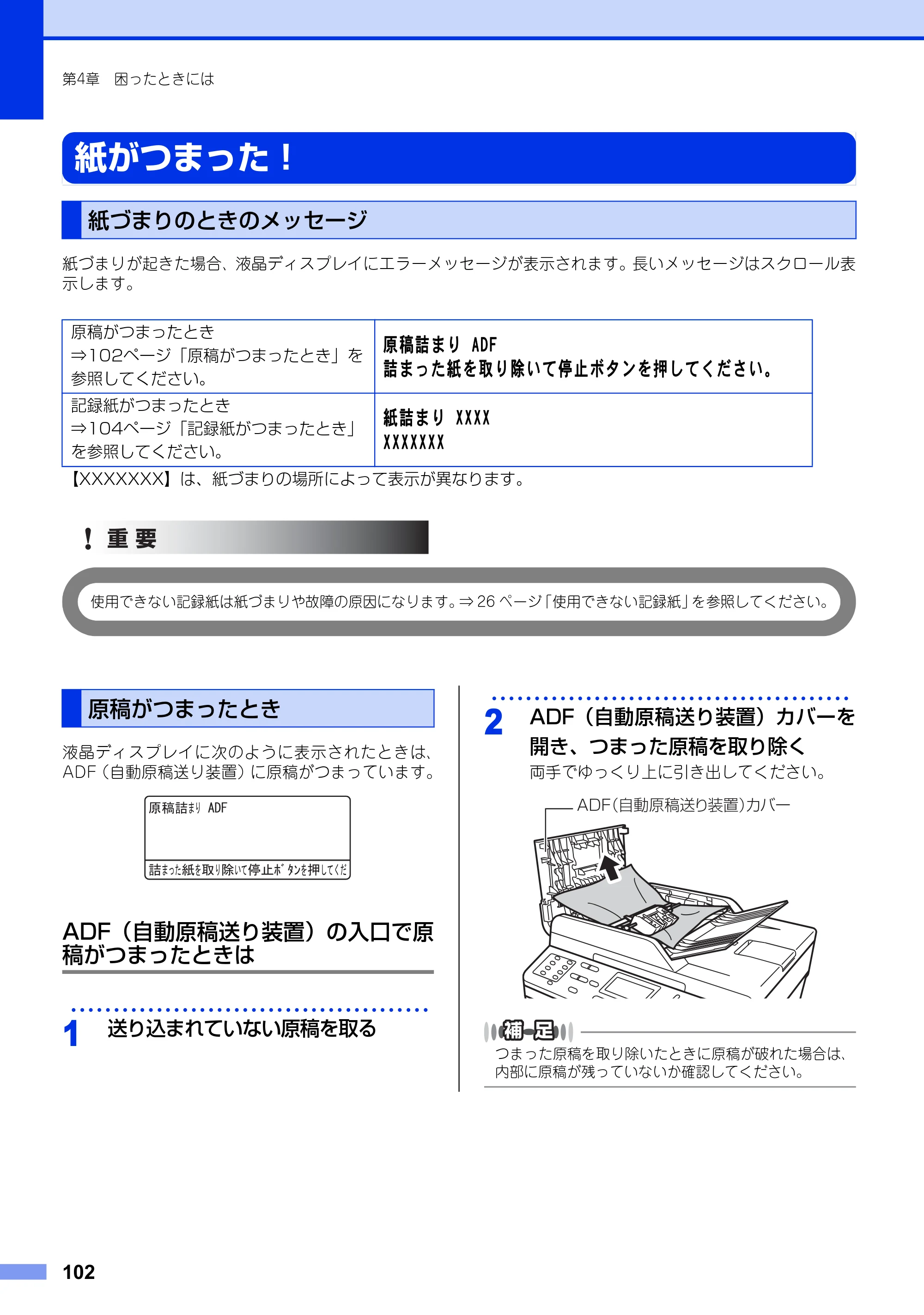 ブラザー MFC-8520DN ユーザーズガイド ～基本編～ — 紙がつまった！ — 原本ページ — 102ページ