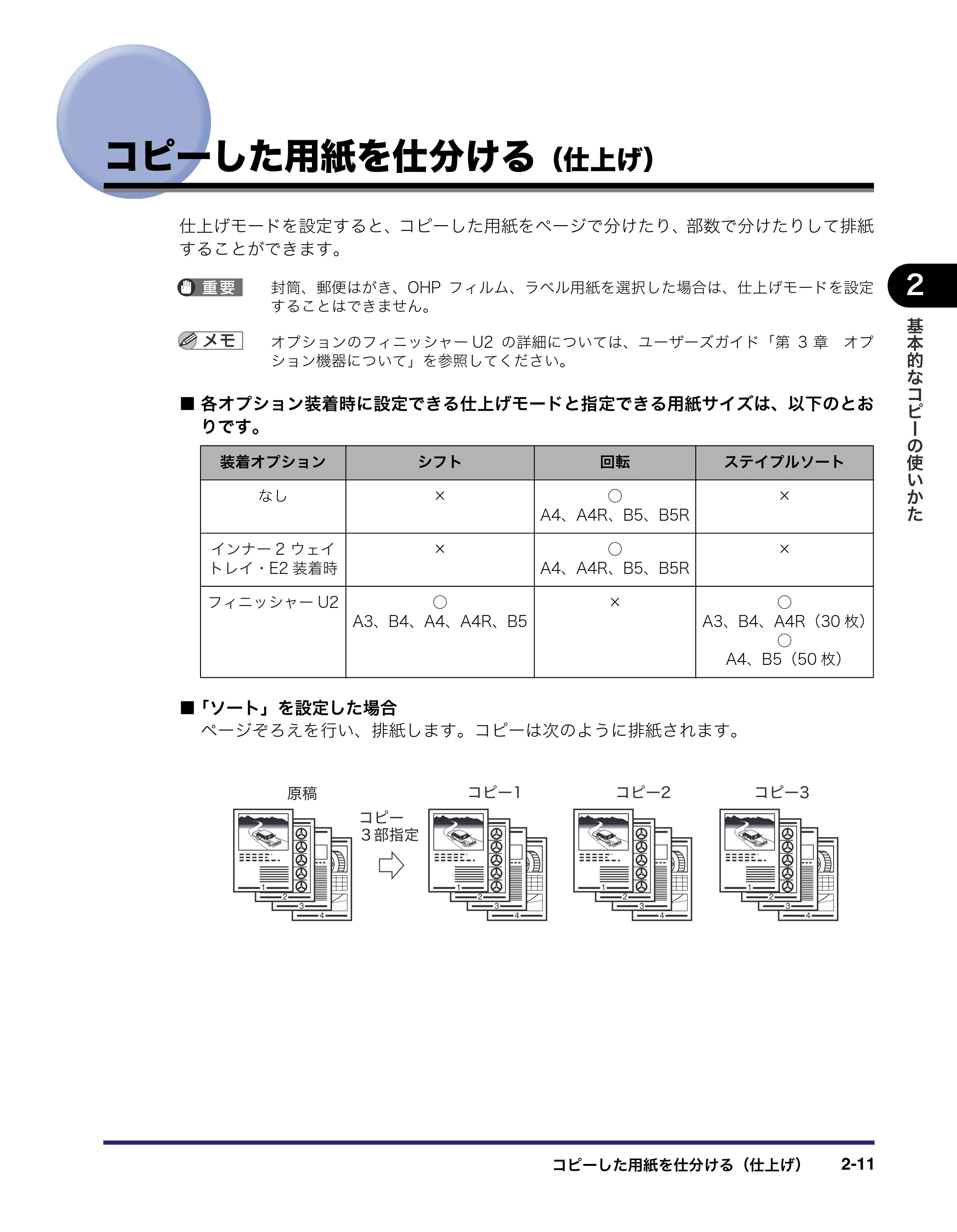 キヤノン MF7455DN/MF7430D コピーガイド 2016年1月28日掲載（PDF：5.33MB） — コピーした用紙を仕分ける（仕上げ） — 原本ページ — 49ページ