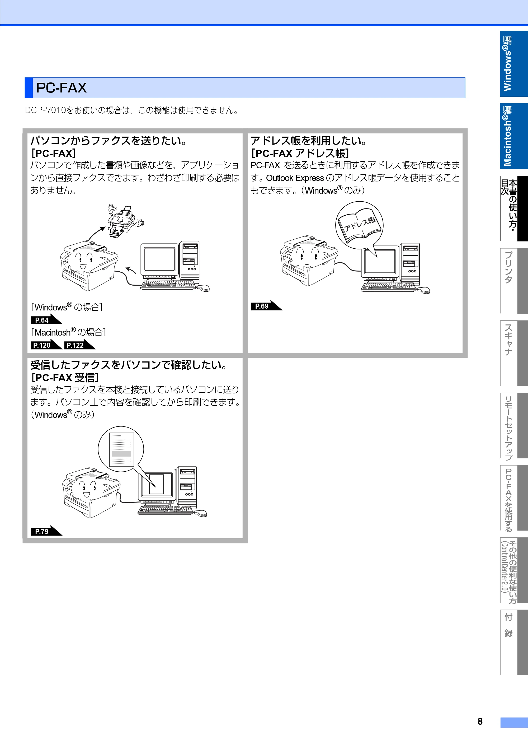 ブラザー DCP-7010 / FAX-2810 / MFC-7420 ユーザーズガイド ～パソコン活用編～ — PC-FAX — 原本ページ — 9ページ